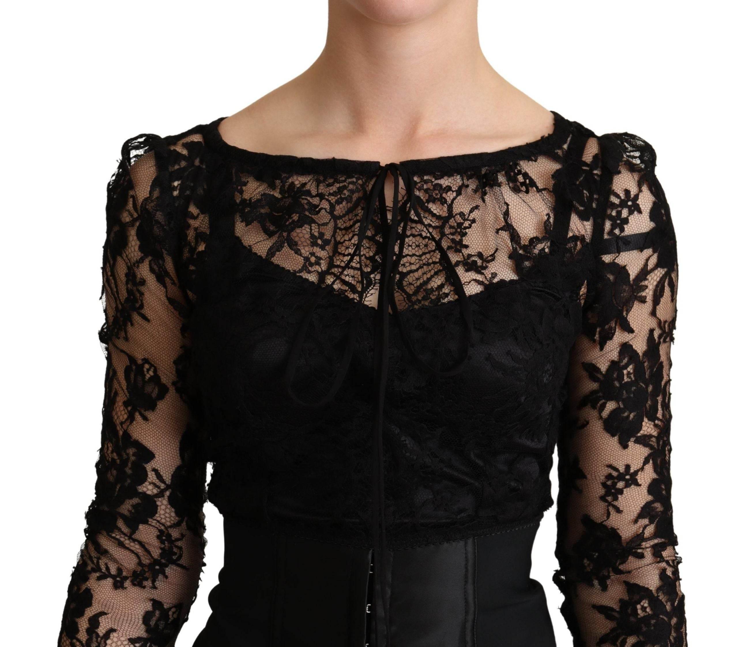 Dolce & Gabbana Black Fitted Lace Top Bodycon Mini Dress - Hilstor