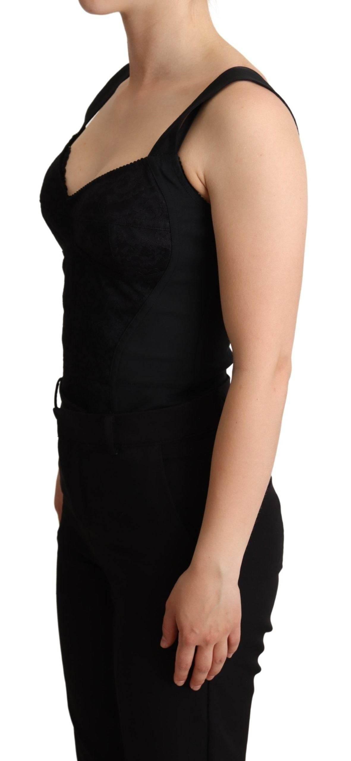Dolce & Gabbana Elegant Black Lace Bodysuit Corset Dress - Hilstor
