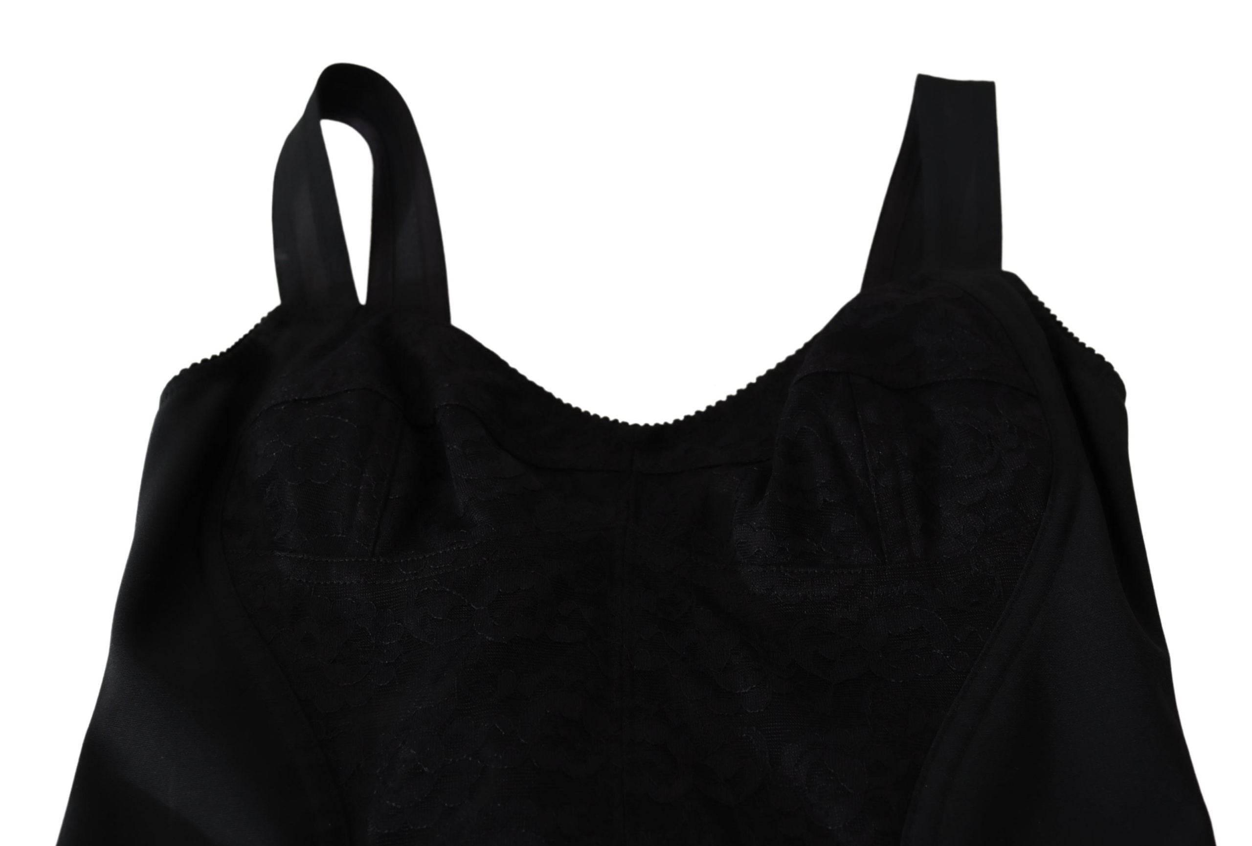 Dolce & Gabbana Elegant Black Lace Bodysuit Corset Dress - Hilstor