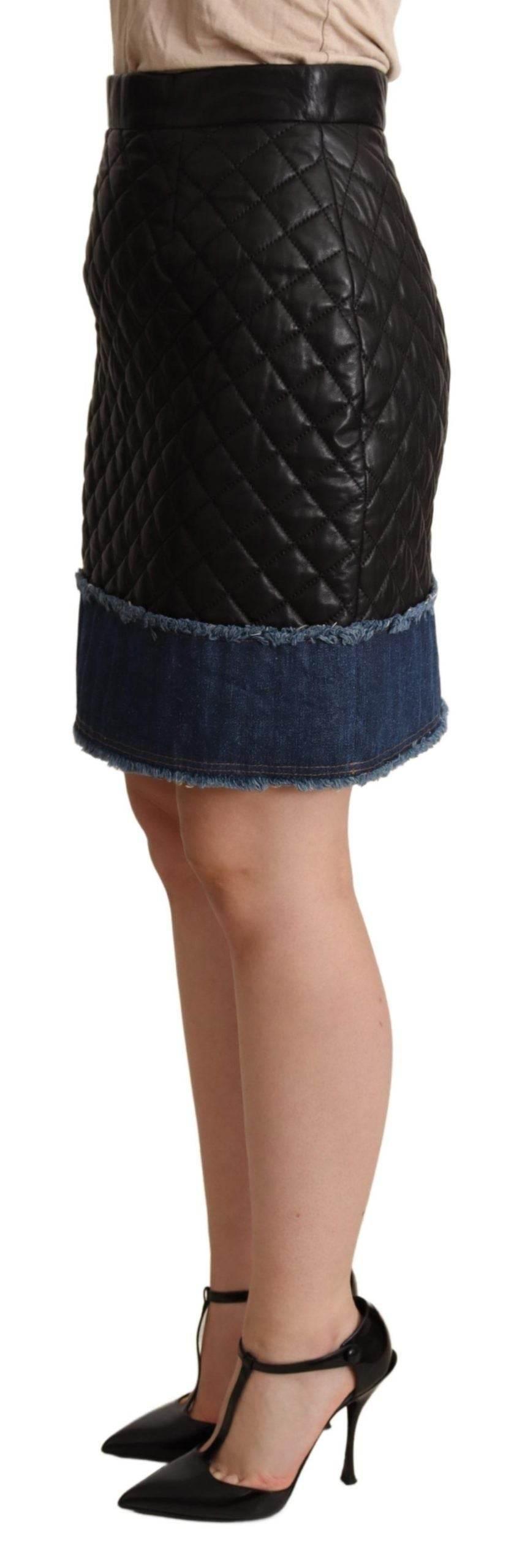 Dolce & Gabbana Sleek High-Waist Leather Mini Skirt - Hilstor