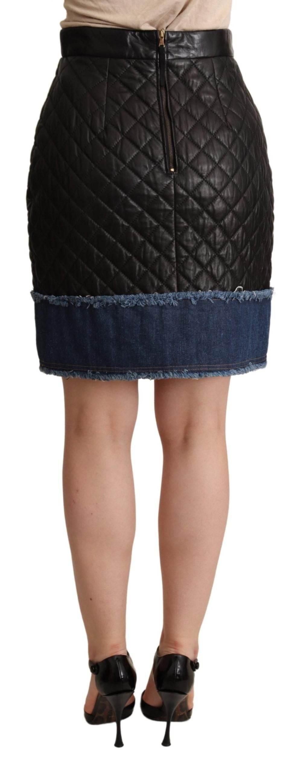 Dolce & Gabbana Sleek High-Waist Leather Mini Skirt - Hilstor