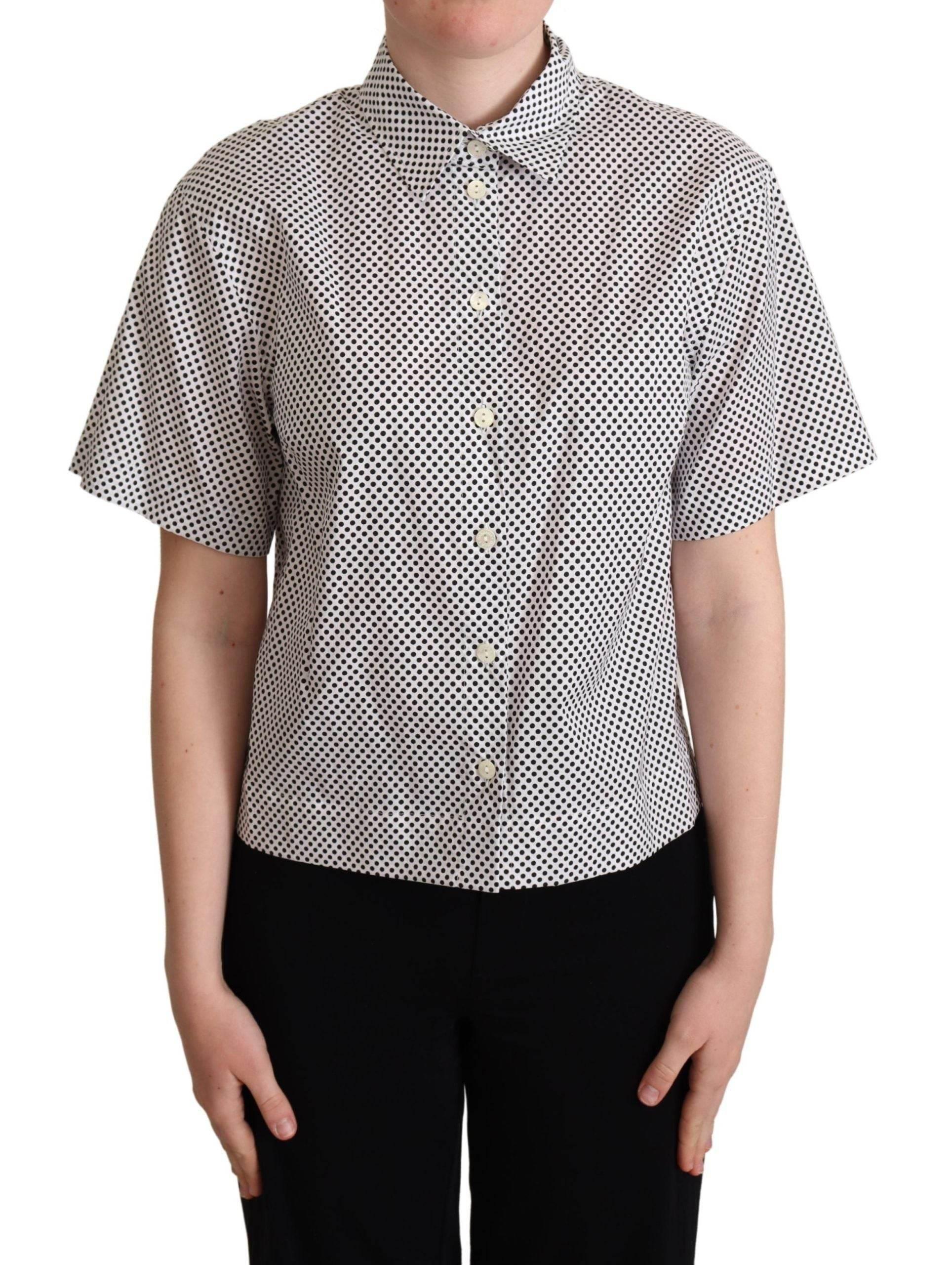 Dolce & Gabbana Black Polka Dot Collared Shirt White - Hilstor