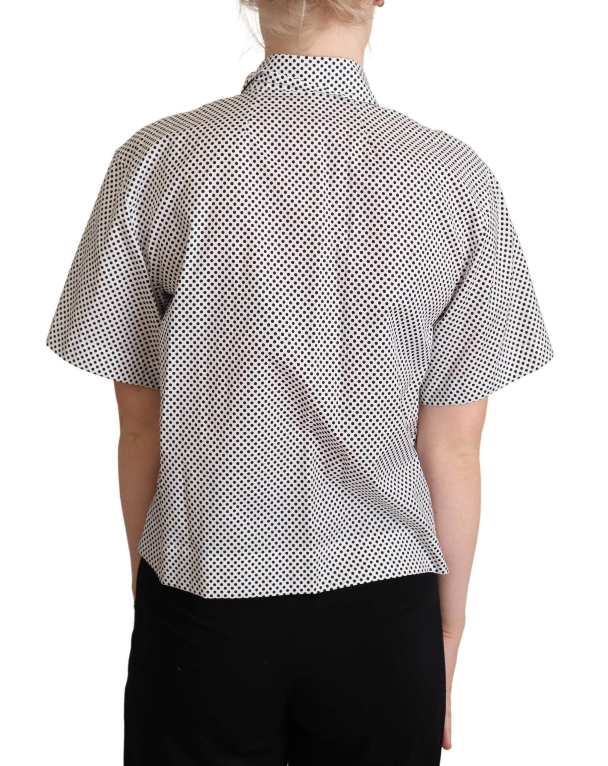 Dolce & Gabbana Black Polka Dot Collared Shirt White - Hilstor