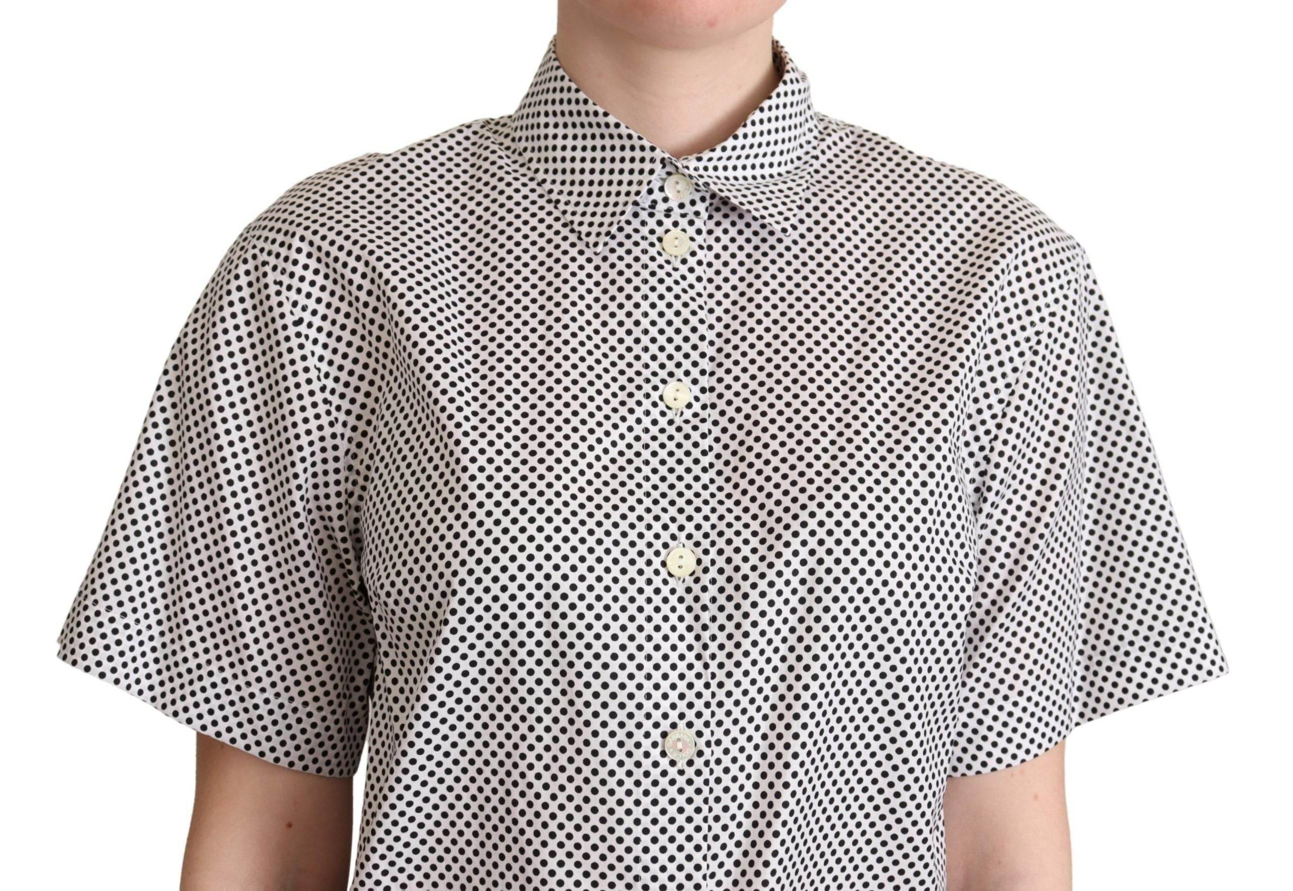 Dolce & Gabbana Black Polka Dot Collared Shirt White - Hilstor