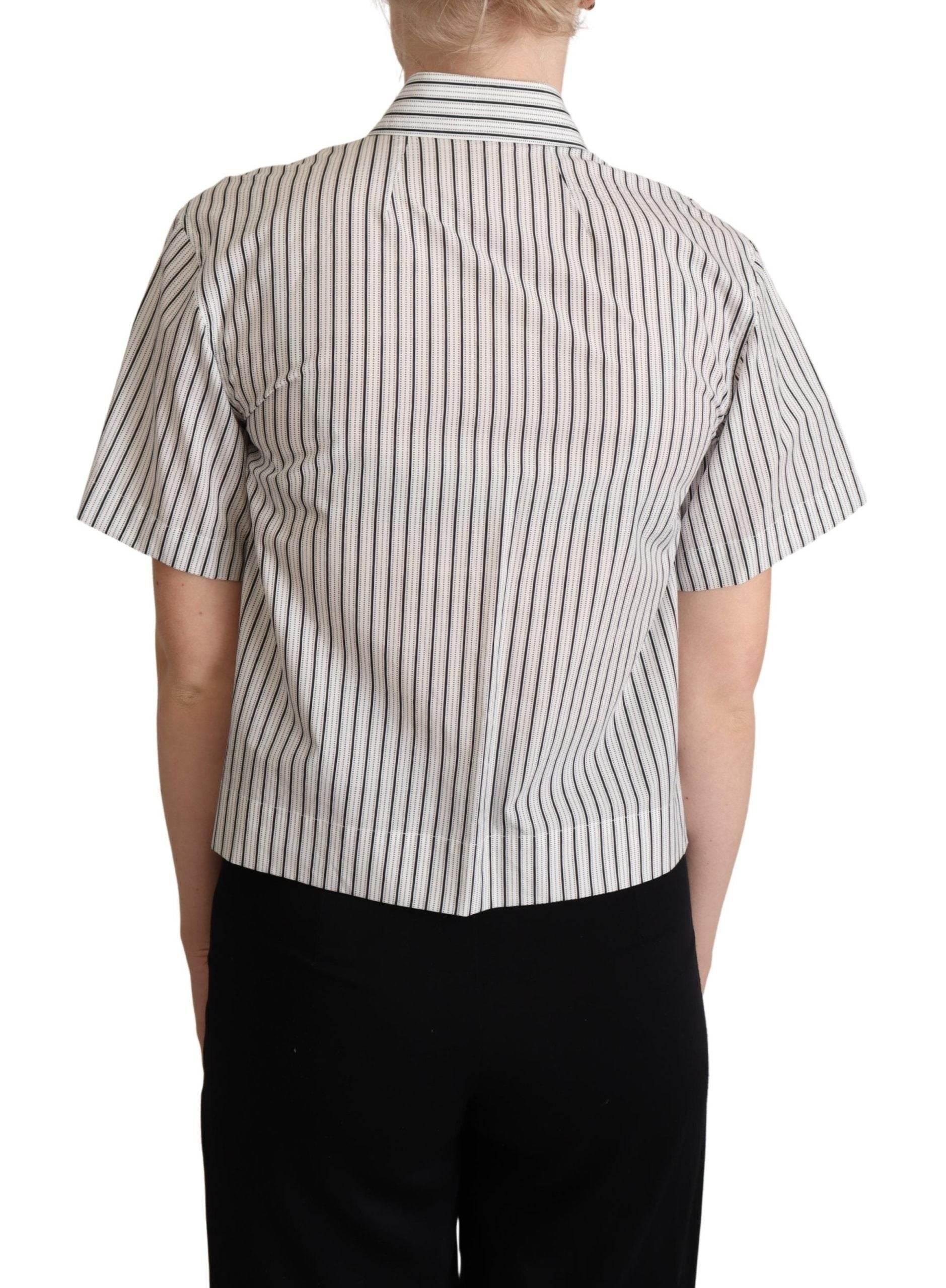 Dolce & Gabbana Chic Monochrome Striped Polo Shirt - Hilstor