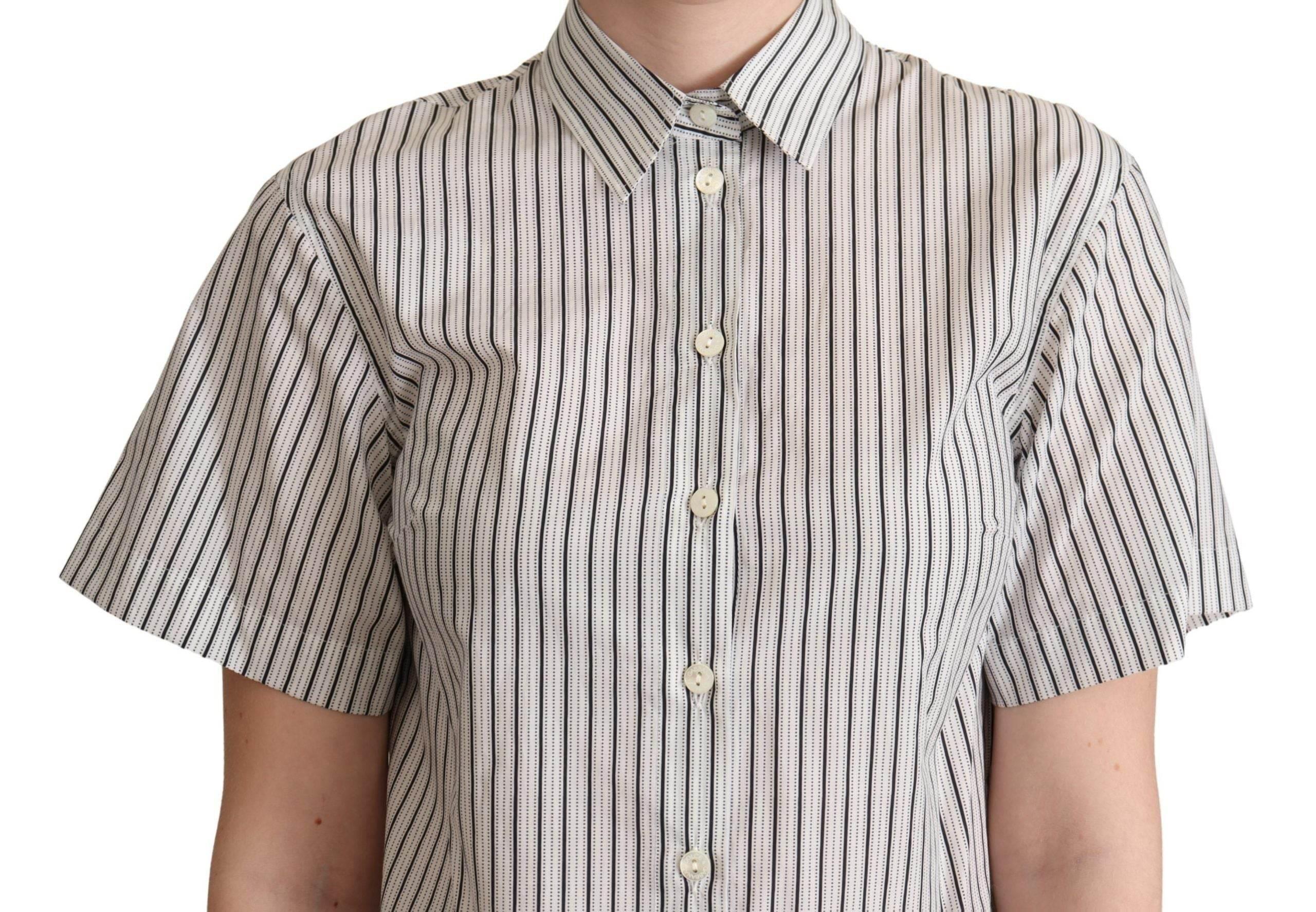 Dolce & Gabbana Chic Monochrome Striped Polo Shirt - Hilstor