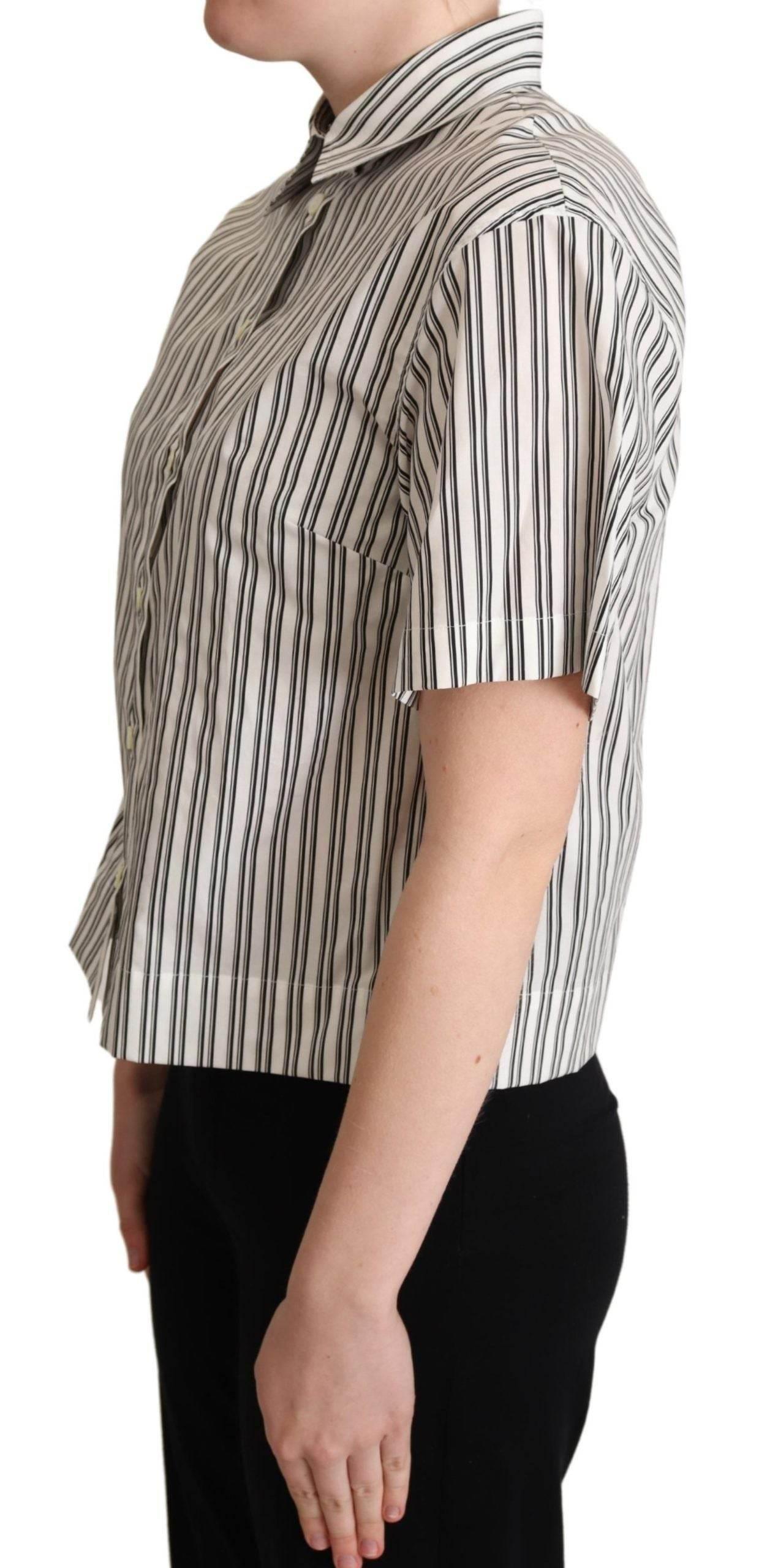 Dolce & Gabbana Elegant Striped Cotton Polo Top - Hilstor