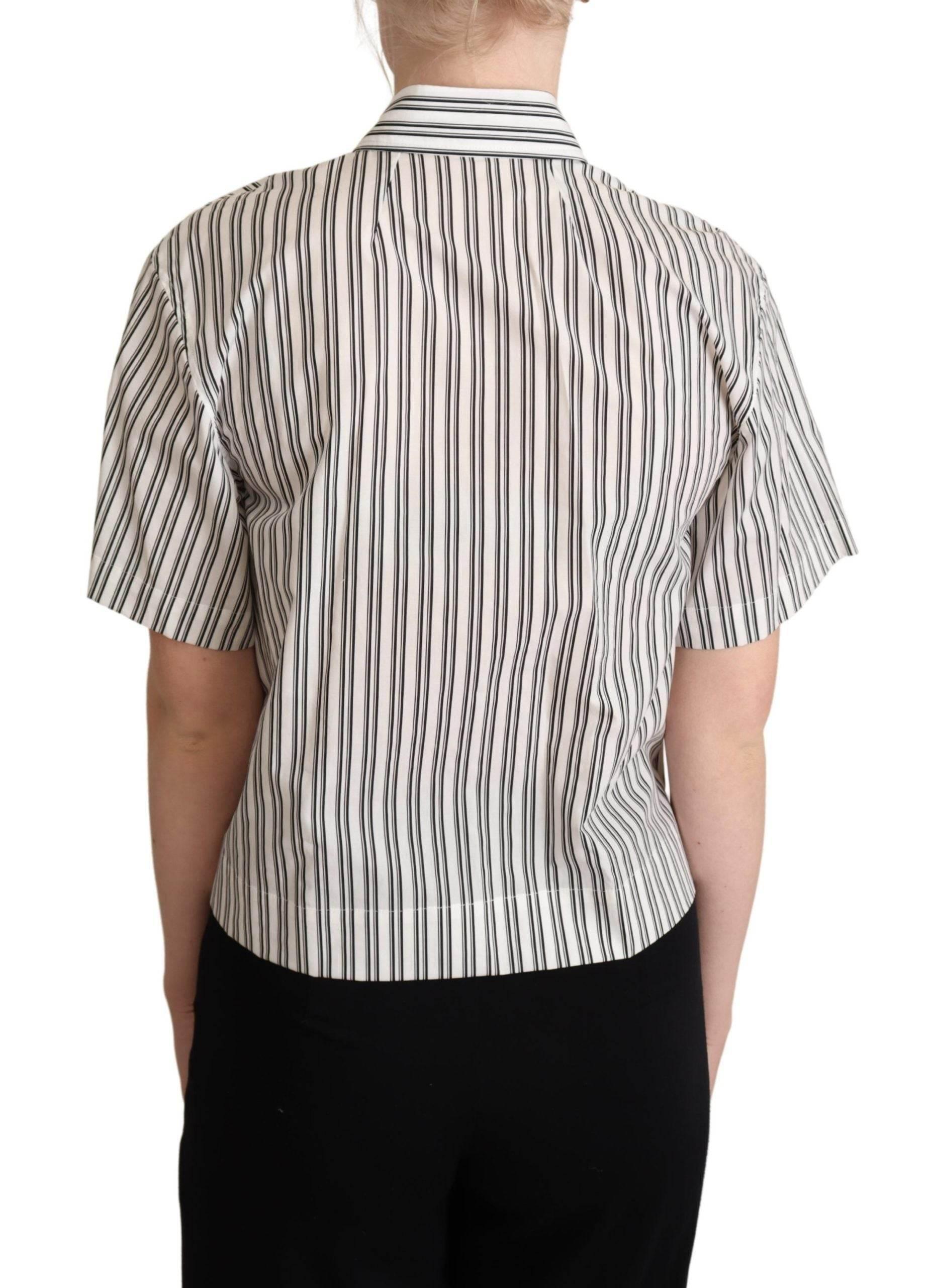 Dolce & Gabbana Elegant Striped Cotton Polo Top - Hilstor