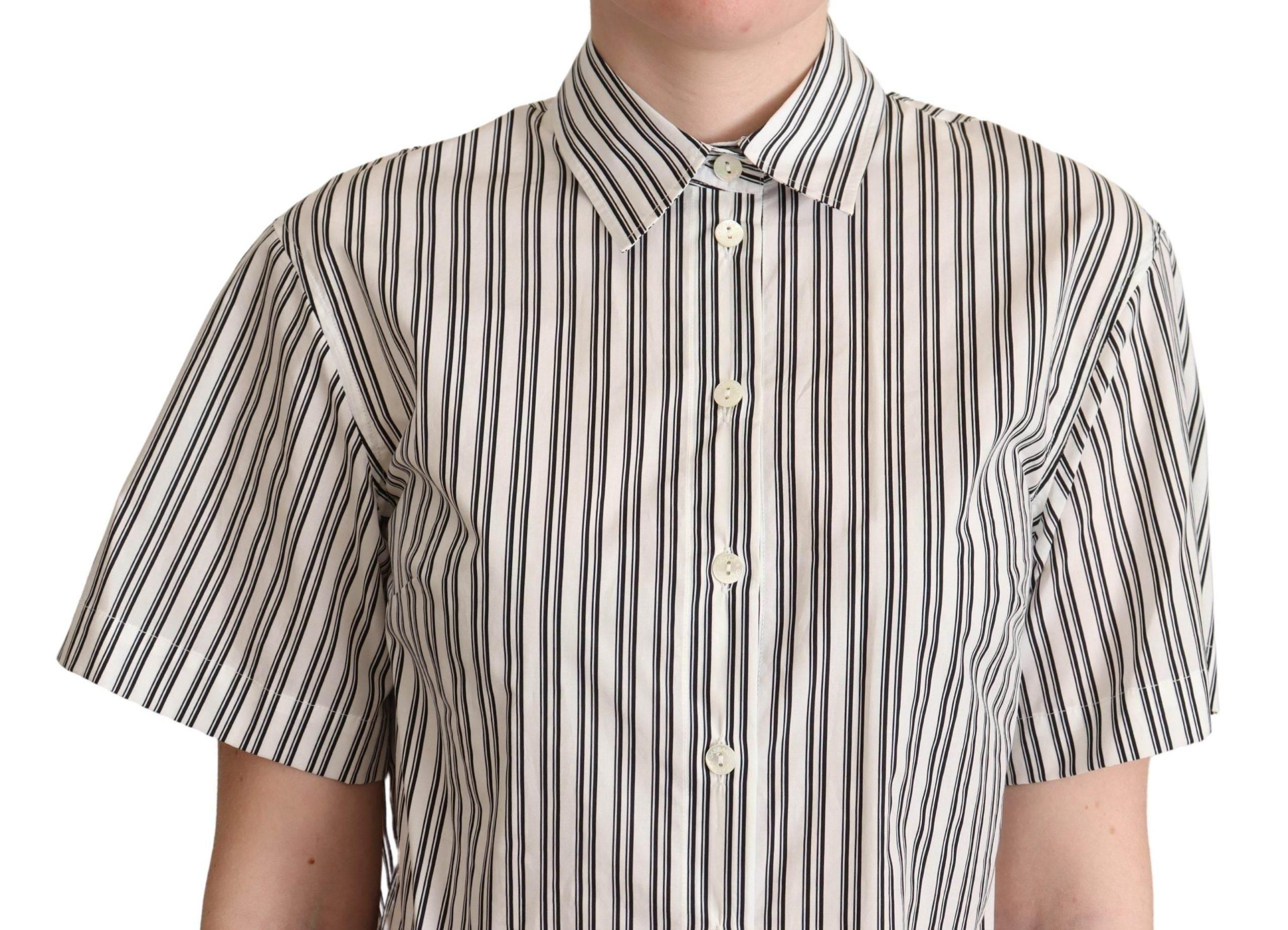 Dolce & Gabbana Elegant Striped Cotton Polo Top - Hilstor