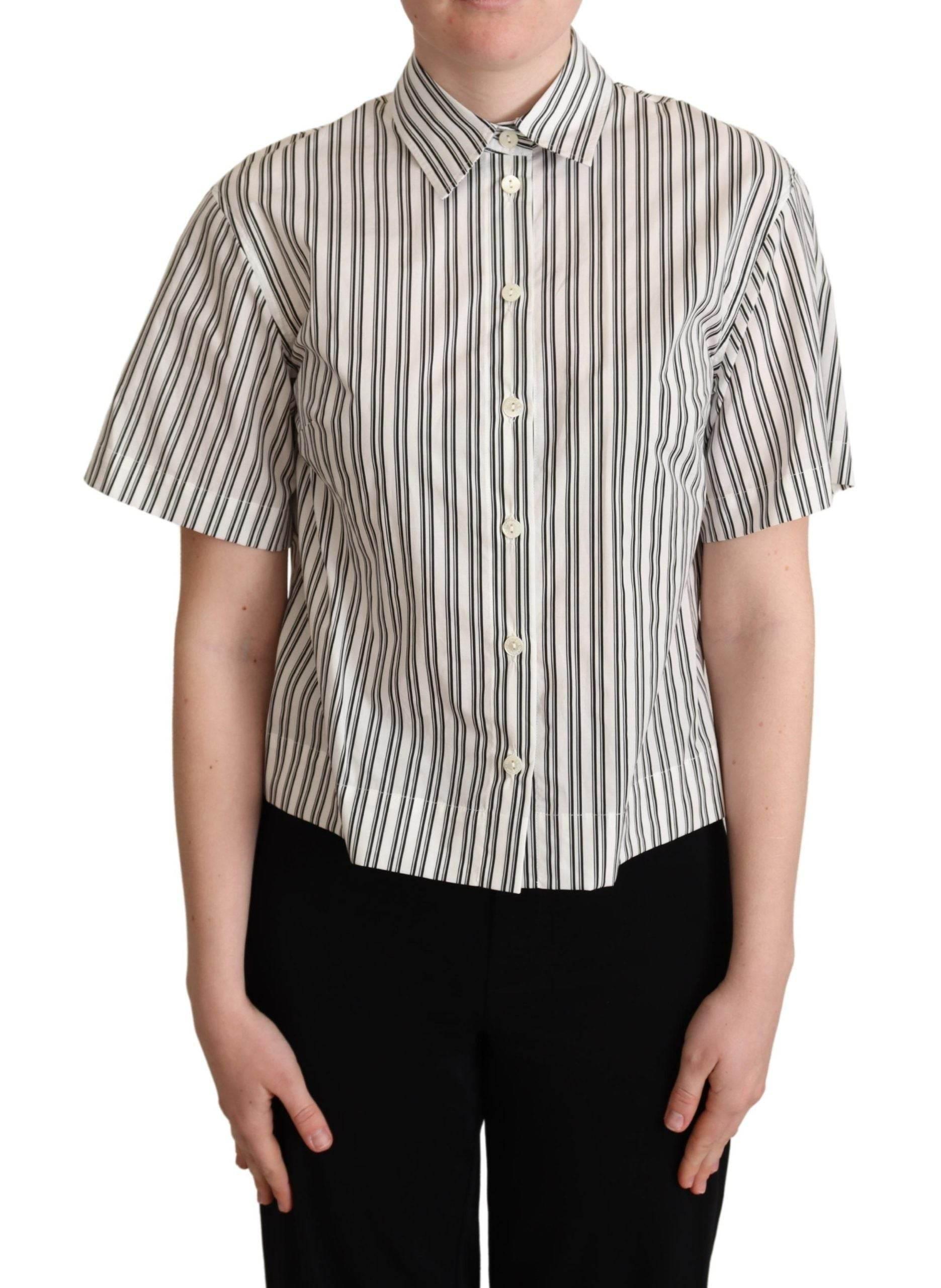 Dolce & Gabbana Elegant Striped Cotton Polo Top - Hilstor
