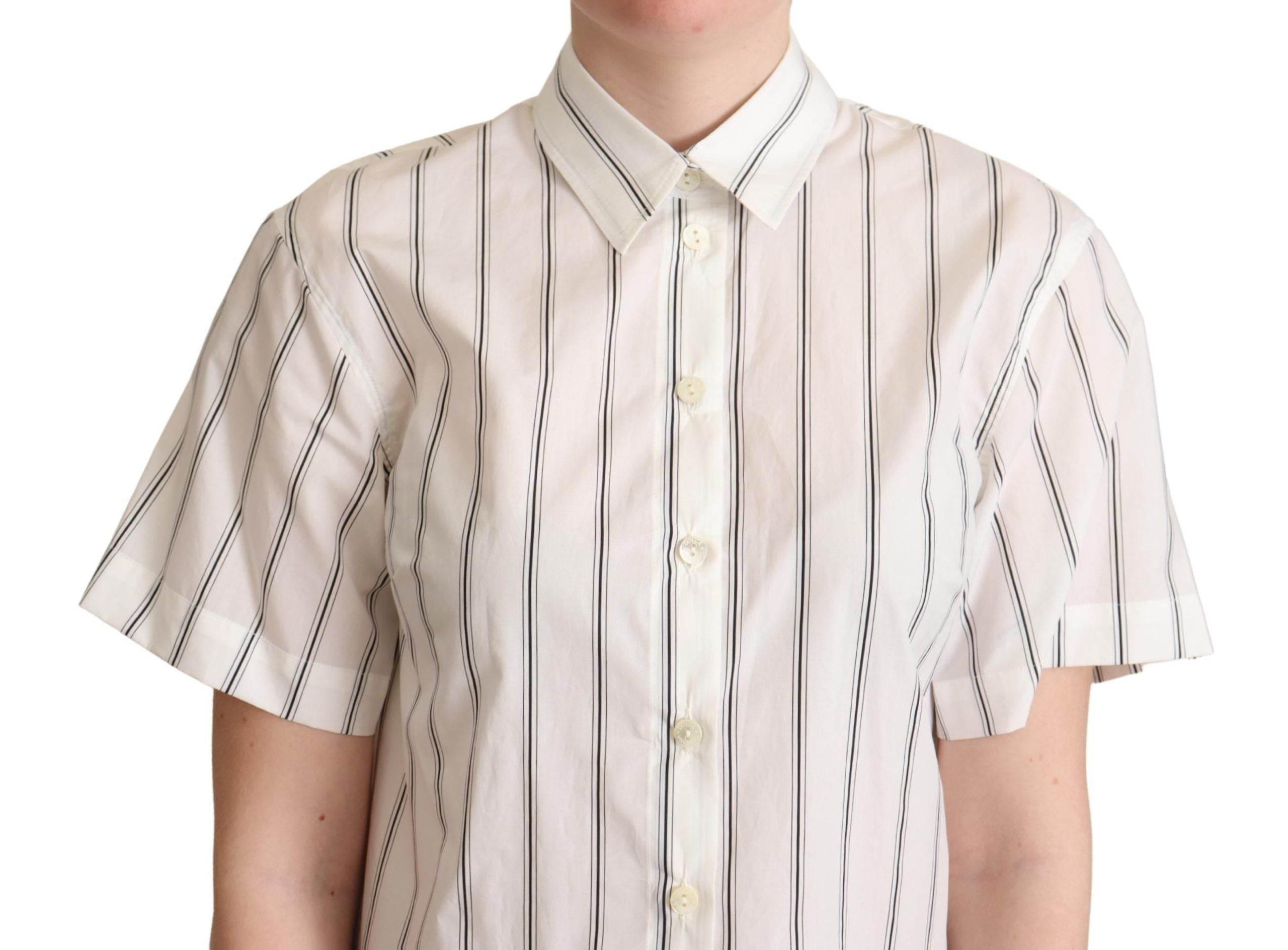 Dolce & Gabbana Elegant Striped Cotton Polo Top - Hilstor