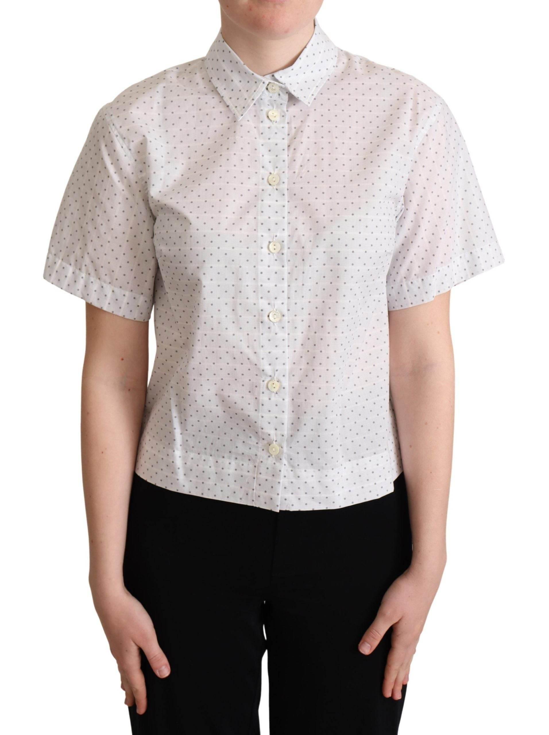 Dolce & Gabbana Elegant Polka Dot Cotton Polo Top - Hilstor