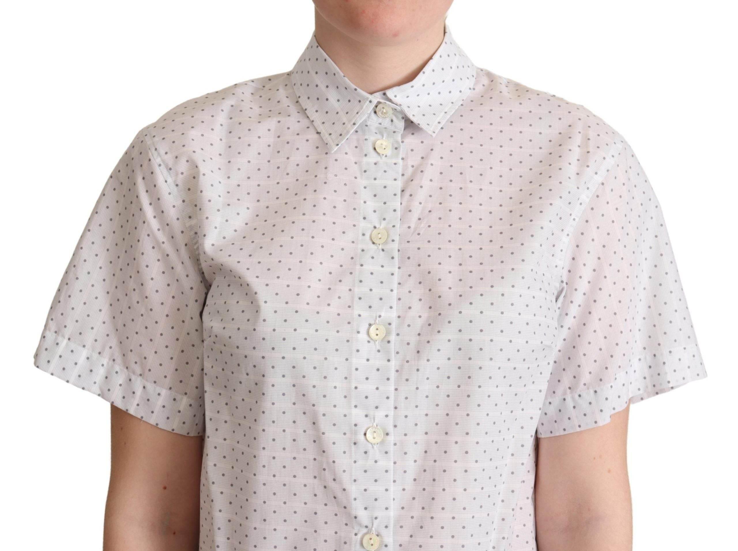 Dolce & Gabbana Elegant Polka Dot Cotton Polo Top - Hilstor