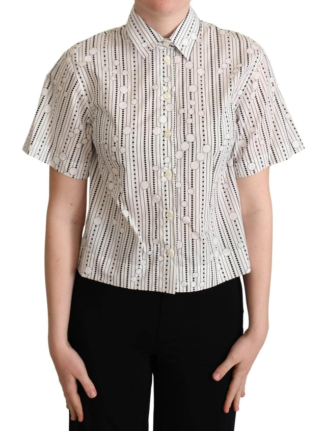 Dolce & Gabbana Geometric Elegance Collared Polo Top - Hilstor
