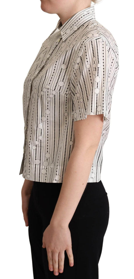 Dolce & Gabbana Geometric Elegance Collared Polo Top - Hilstor
