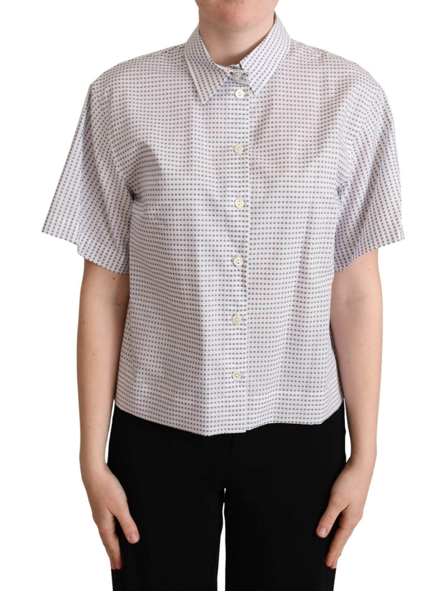 Dolce & Gabbana White Polka Dots Collared Blouse Shirt - Hilstor