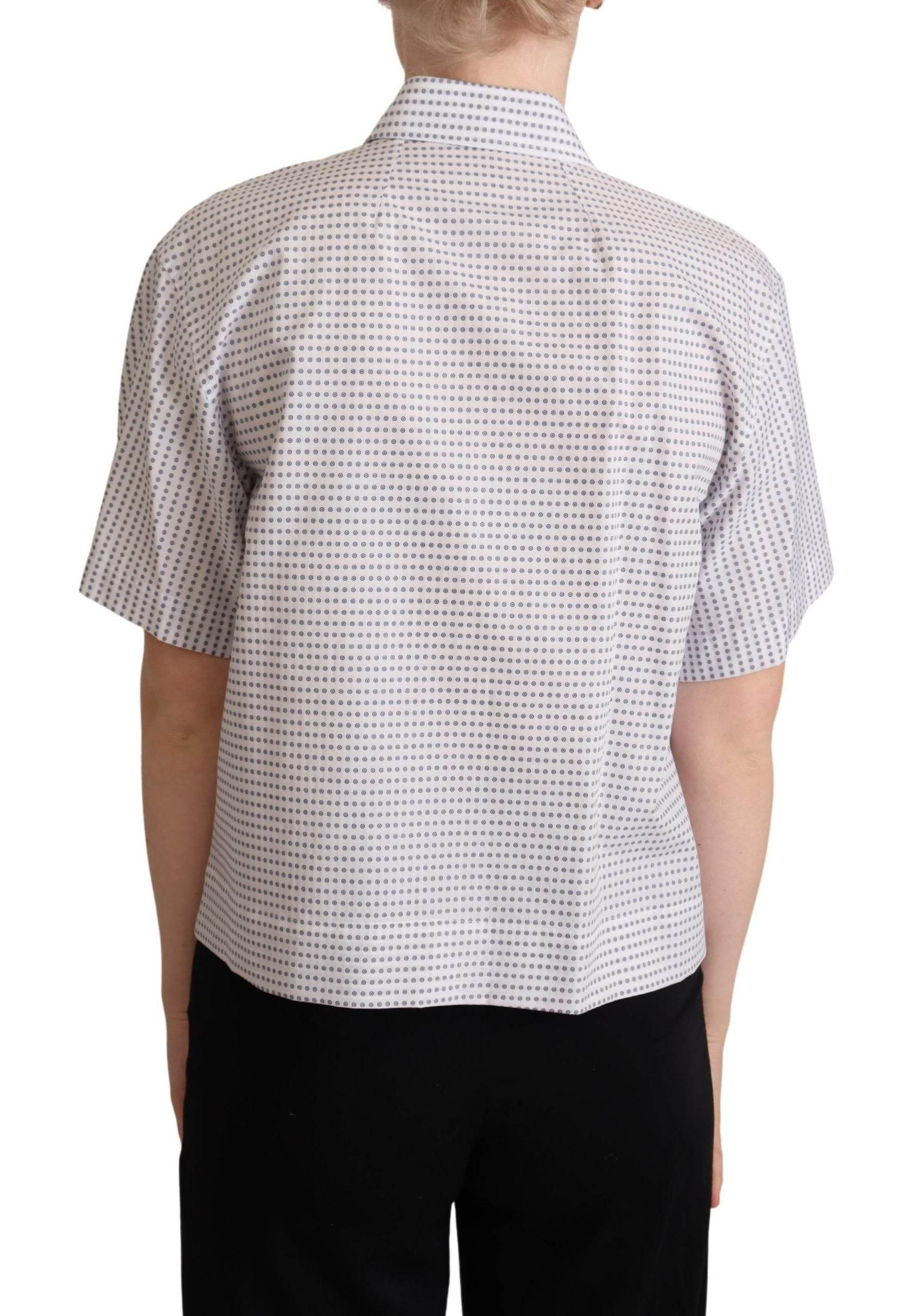 Dolce & Gabbana White Polka Dots Collared Blouse Shirt - Hilstor