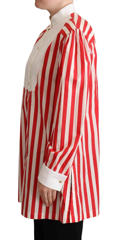 Dolce & Gabbana Elegant Red and White Stripe Cotton Polo Top - Hilstor
