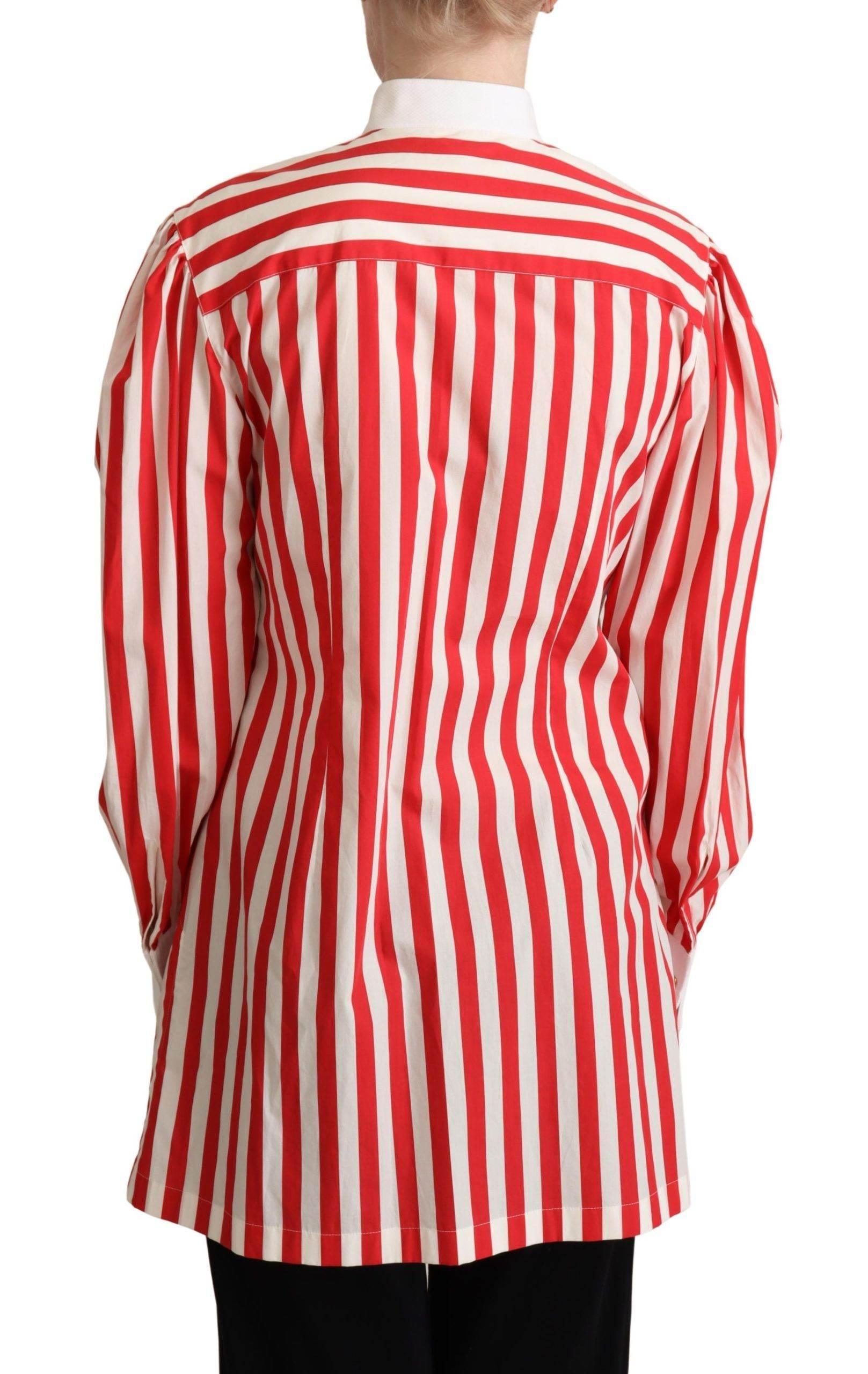 Dolce & Gabbana Elegant Red and White Stripe Cotton Polo Top - Hilstor