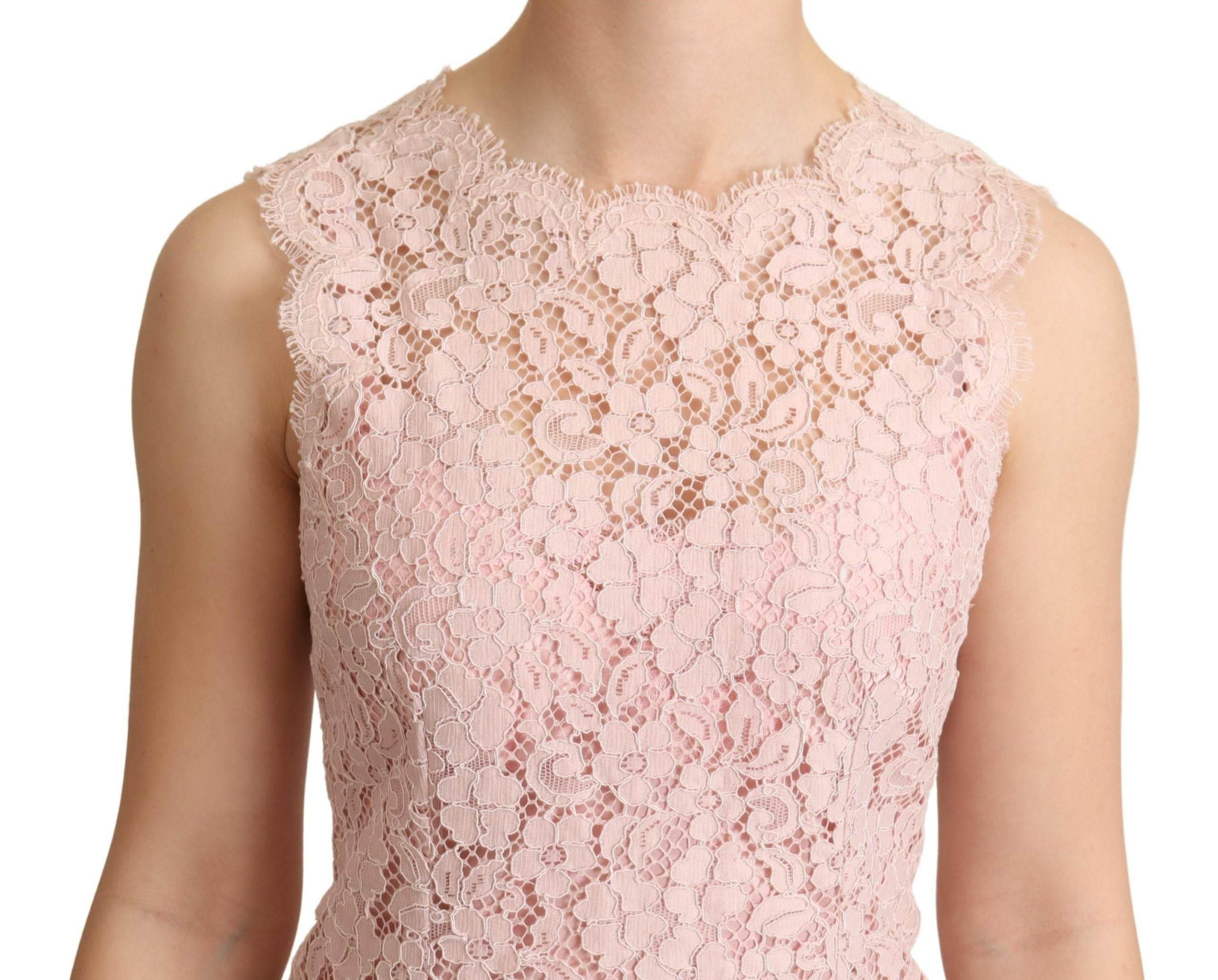 Dolce & Gabbana Elegant Pink Lace Sleeveless Blouse - Hilstor