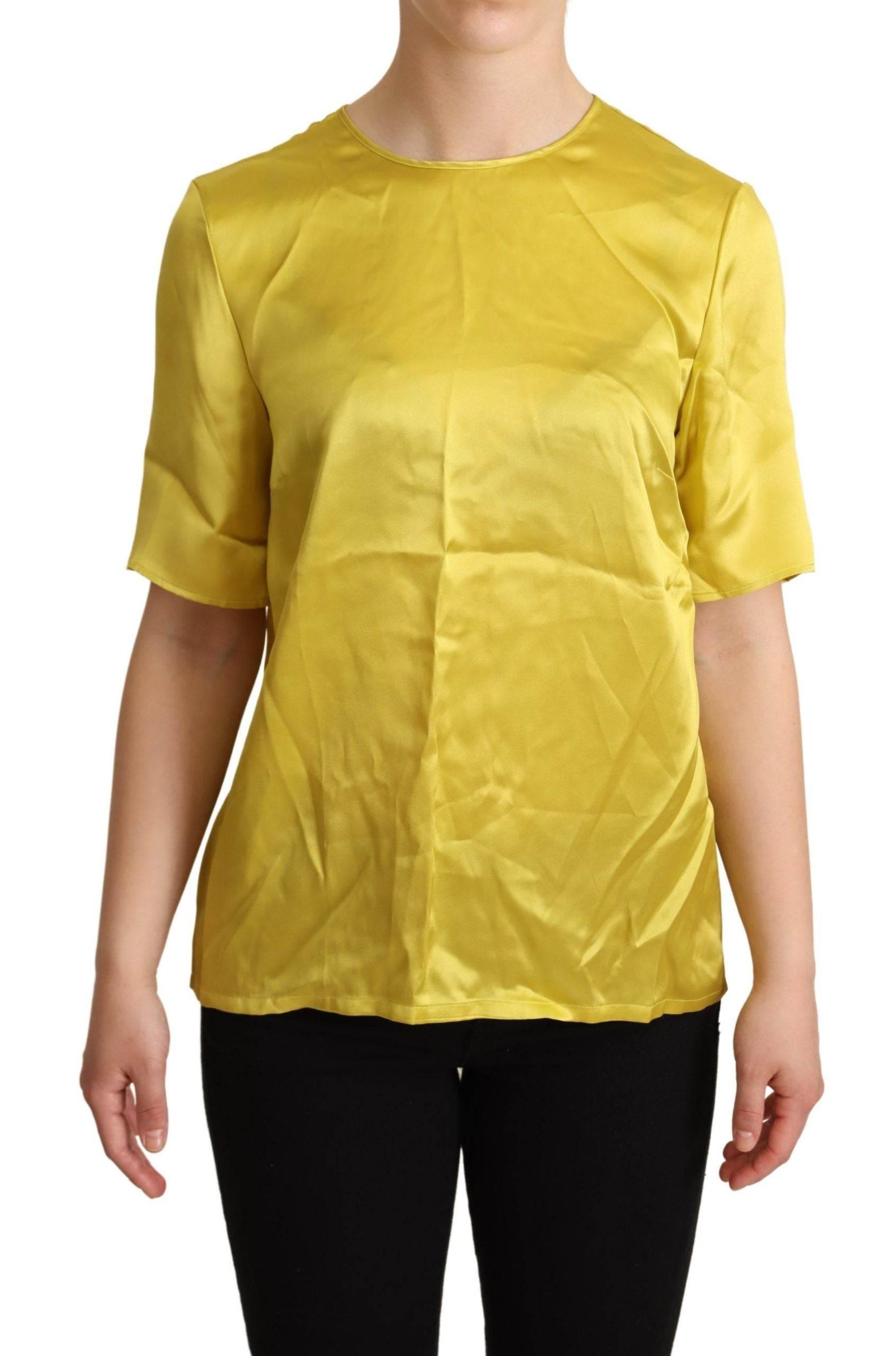 Dolce & Gabbana Yellow Silk Short Sleeve Blouse T-shirt - Hilstor