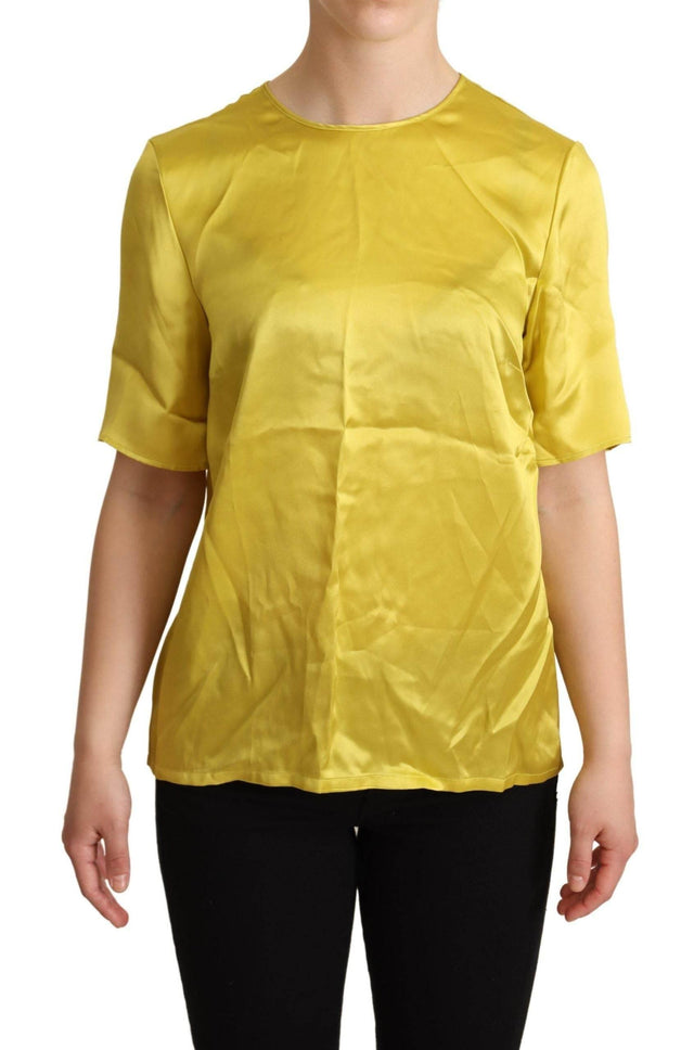 Dolce & Gabbana Yellow Silk Short Sleeve Blouse T-shirt - Hilstor