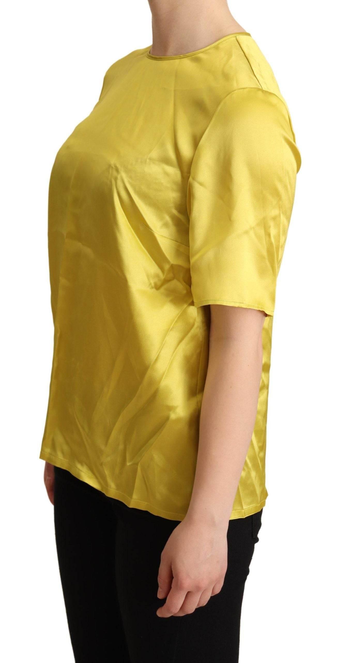 Dolce & Gabbana Yellow Silk Short Sleeve Blouse T-shirt - Hilstor