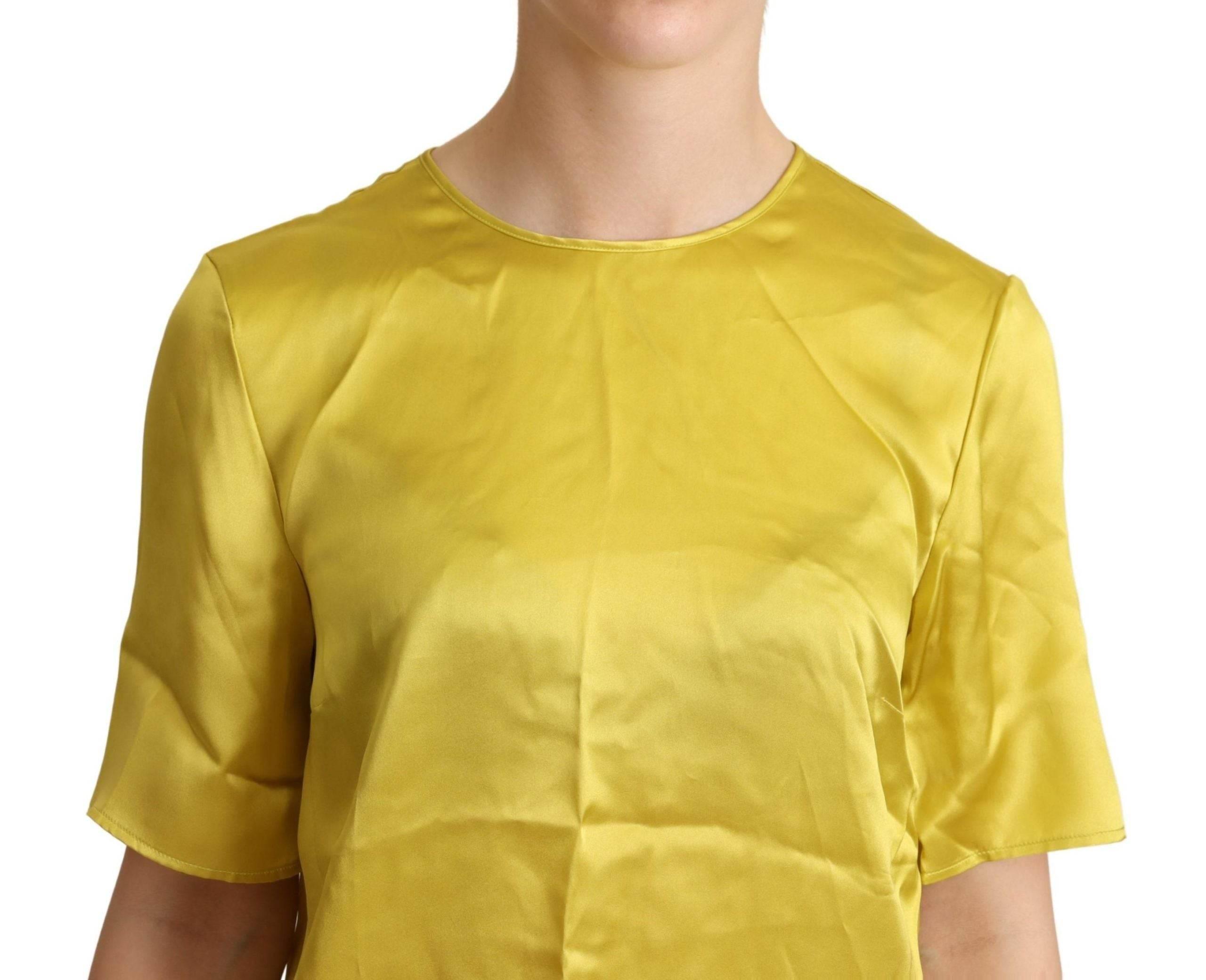 Dolce & Gabbana Yellow Silk Short Sleeve Blouse T-shirt - Hilstor