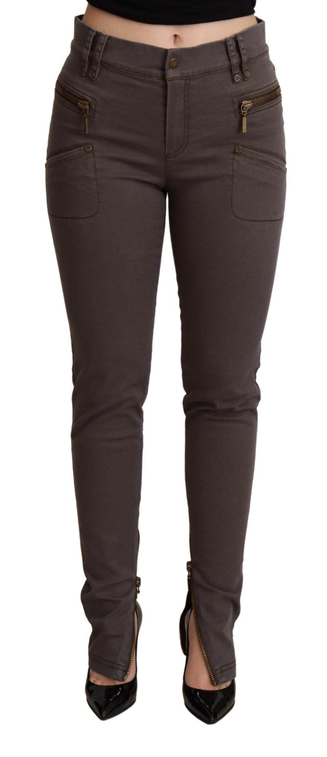 PLEIN SUD Brown Cotton Stretch Skinny Denim Jeans - Hilstor