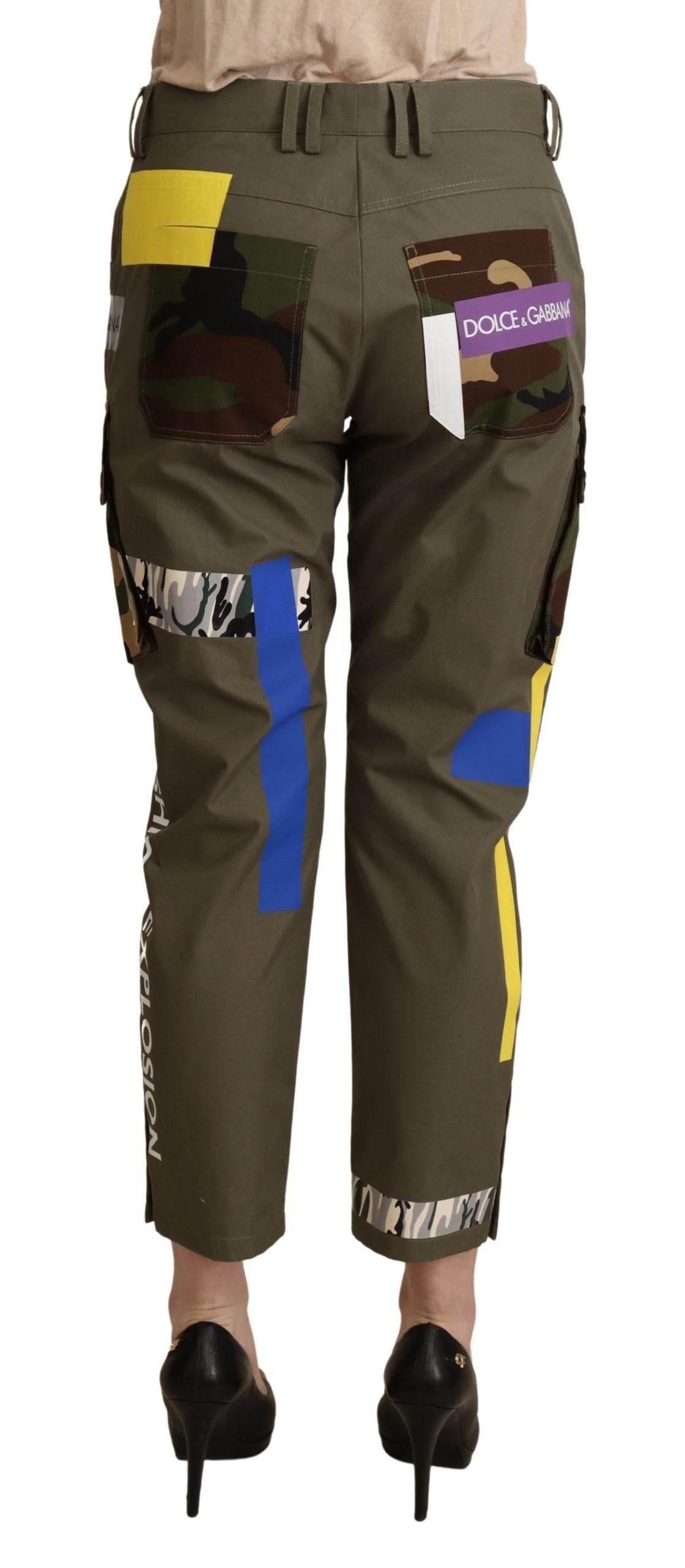 Dolce & Gabbana Green Military Cargo Trouser Cotton Pants - Hilstor