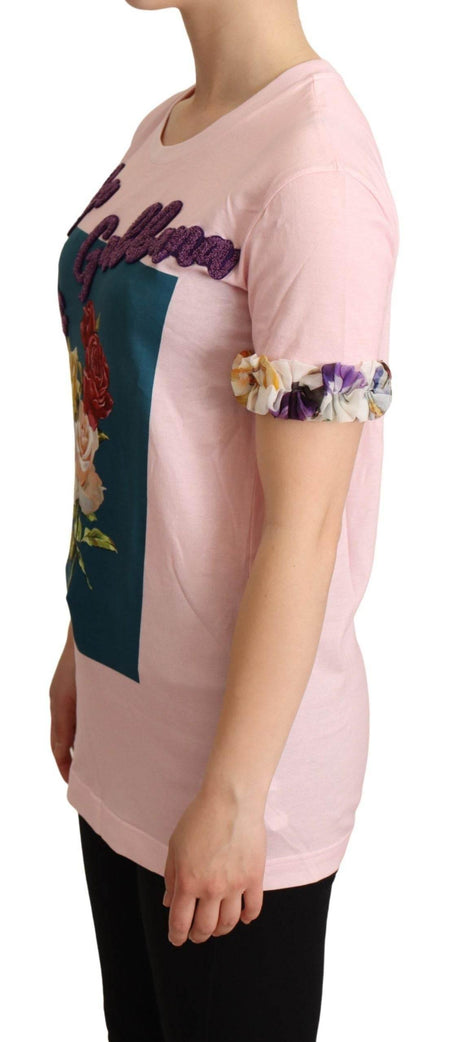 Dolce & Gabbana Elegant Floral Rose Applique T-Shirt - Hilstor