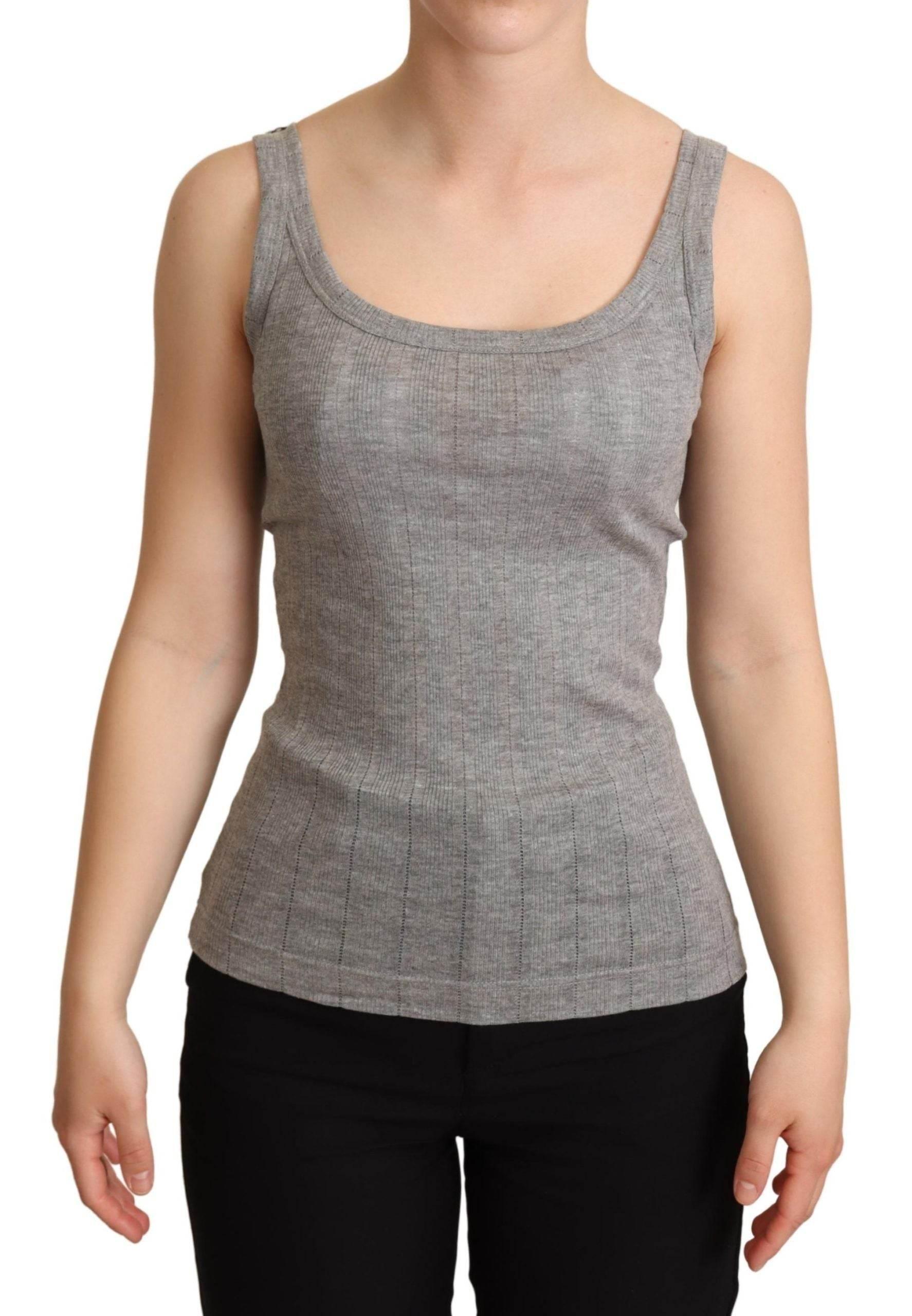 Dolce & Gabbana Gray Cotton Modal Canotta Tank Top T-shirt - Hilstor