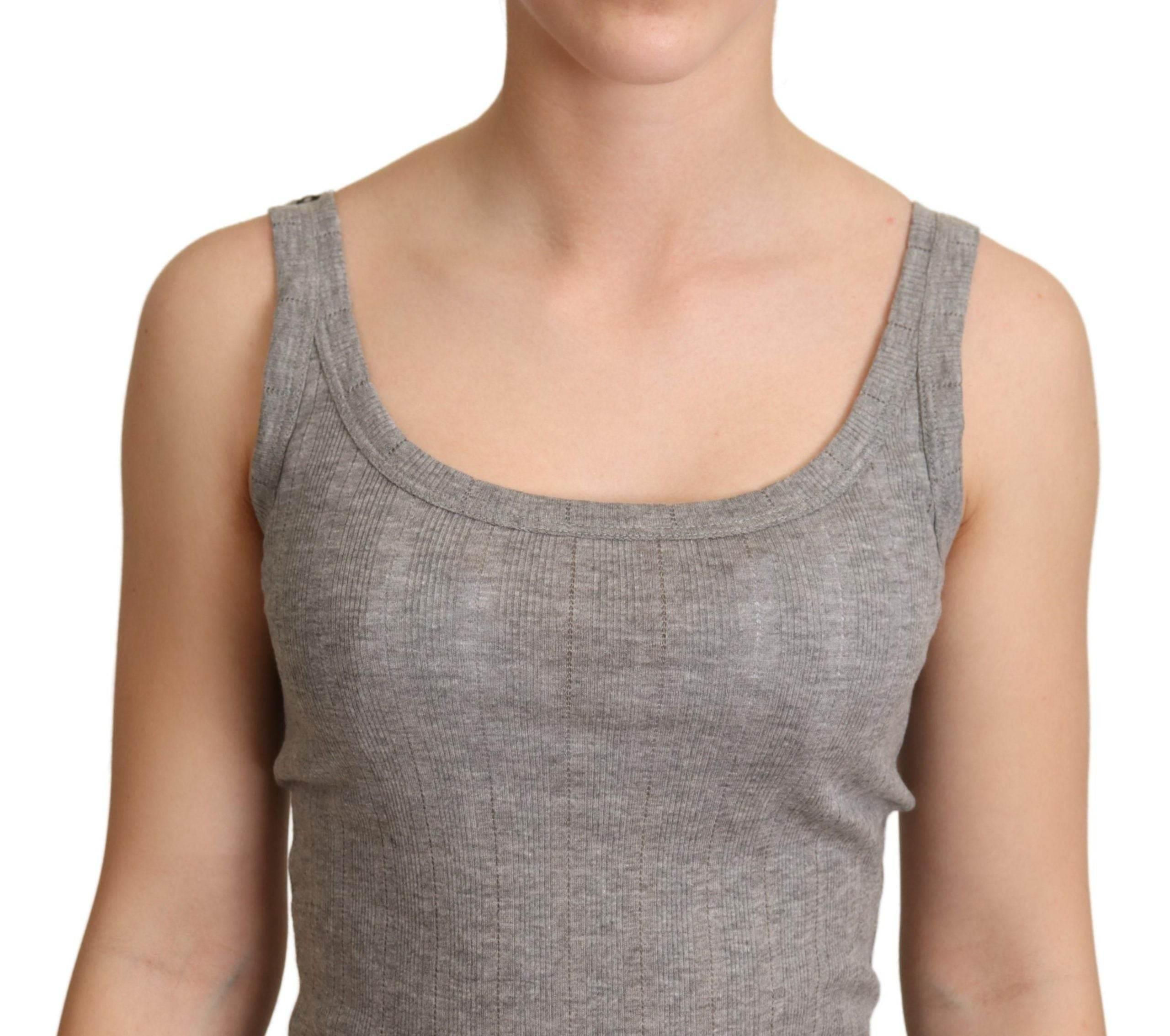 Dolce & Gabbana Gray Cotton Modal Canotta Tank Top T-shirt - Hilstor