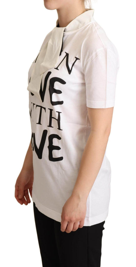 Dolce & Gabbana Chic White Love Motif Silk-Blend Tee - Hilstor