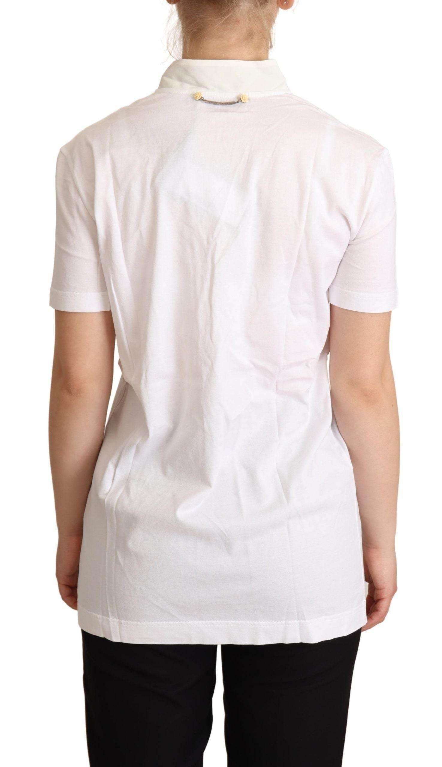 Dolce & Gabbana Chic White Love Motif Silk-Blend Tee - Hilstor
