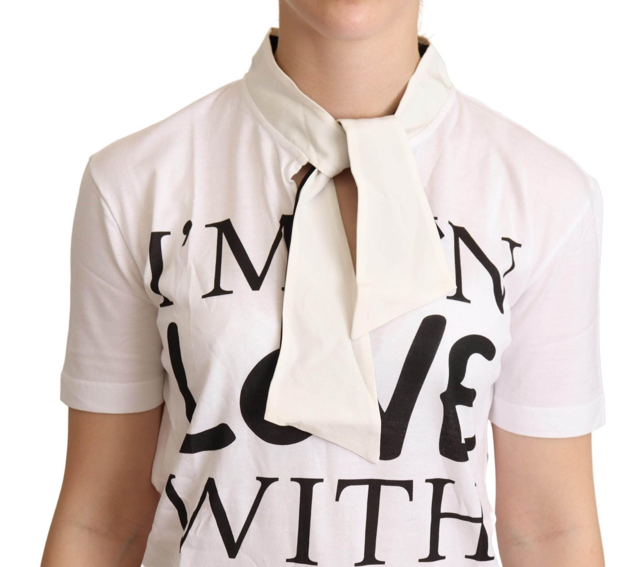 Dolce & Gabbana Chic White Love Motif Silk-Blend Tee - Hilstor