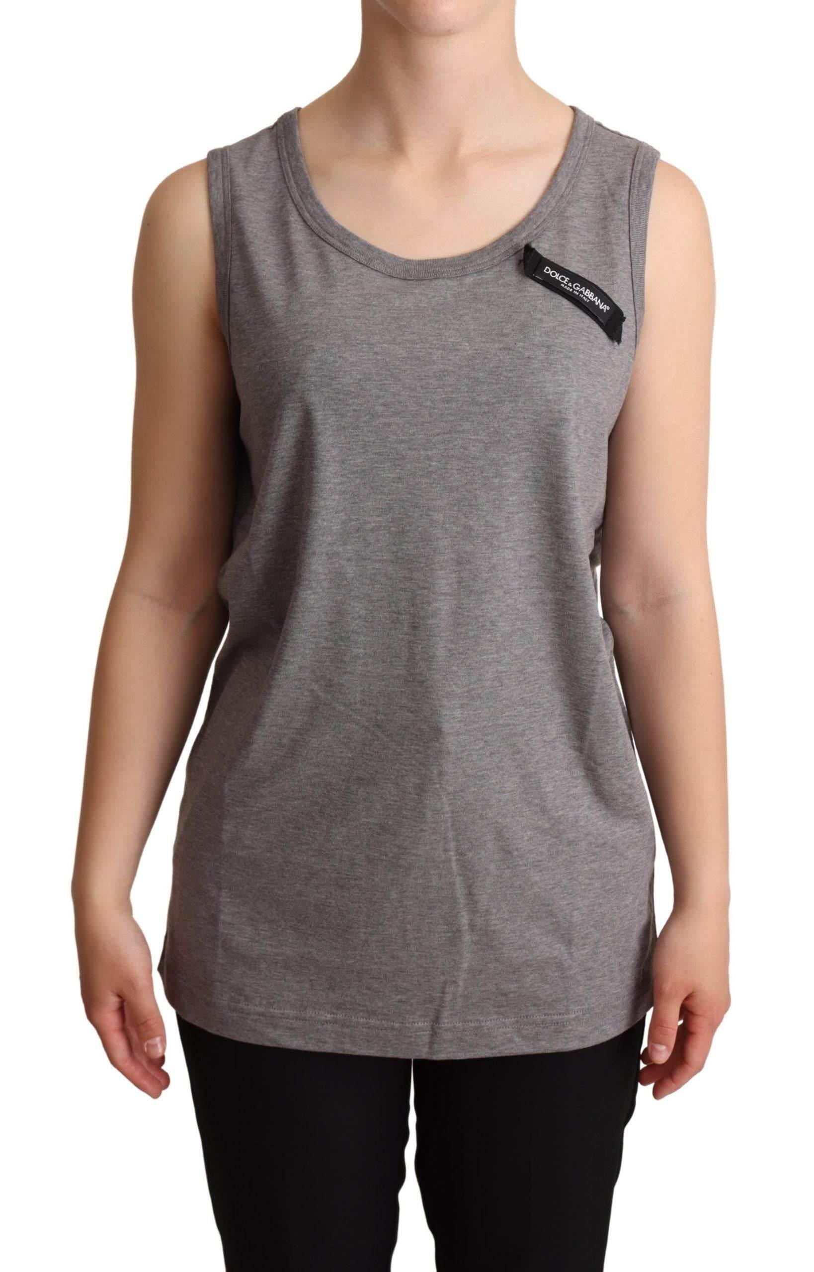 Dolce & Gabbana Gray Sleeveless Round Neck Tank Top T-shirt - Hilstor