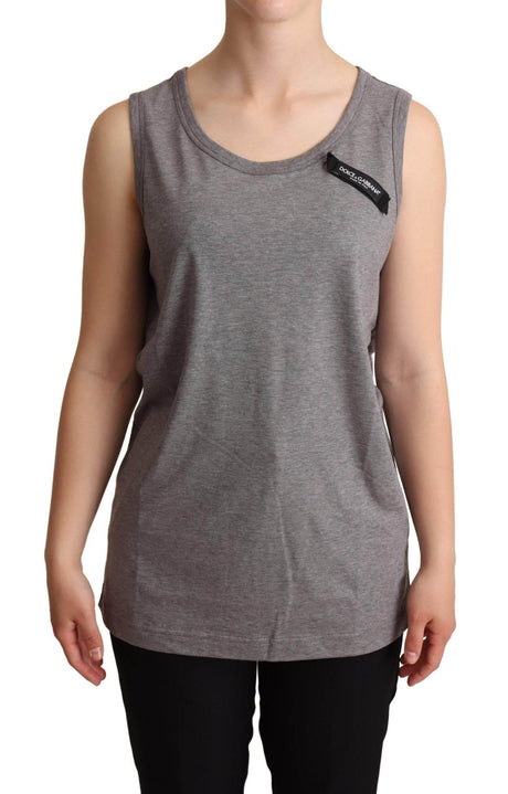 Dolce & Gabbana Gray Sleeveless Round Neck Tank Top T-shirt - Hilstor