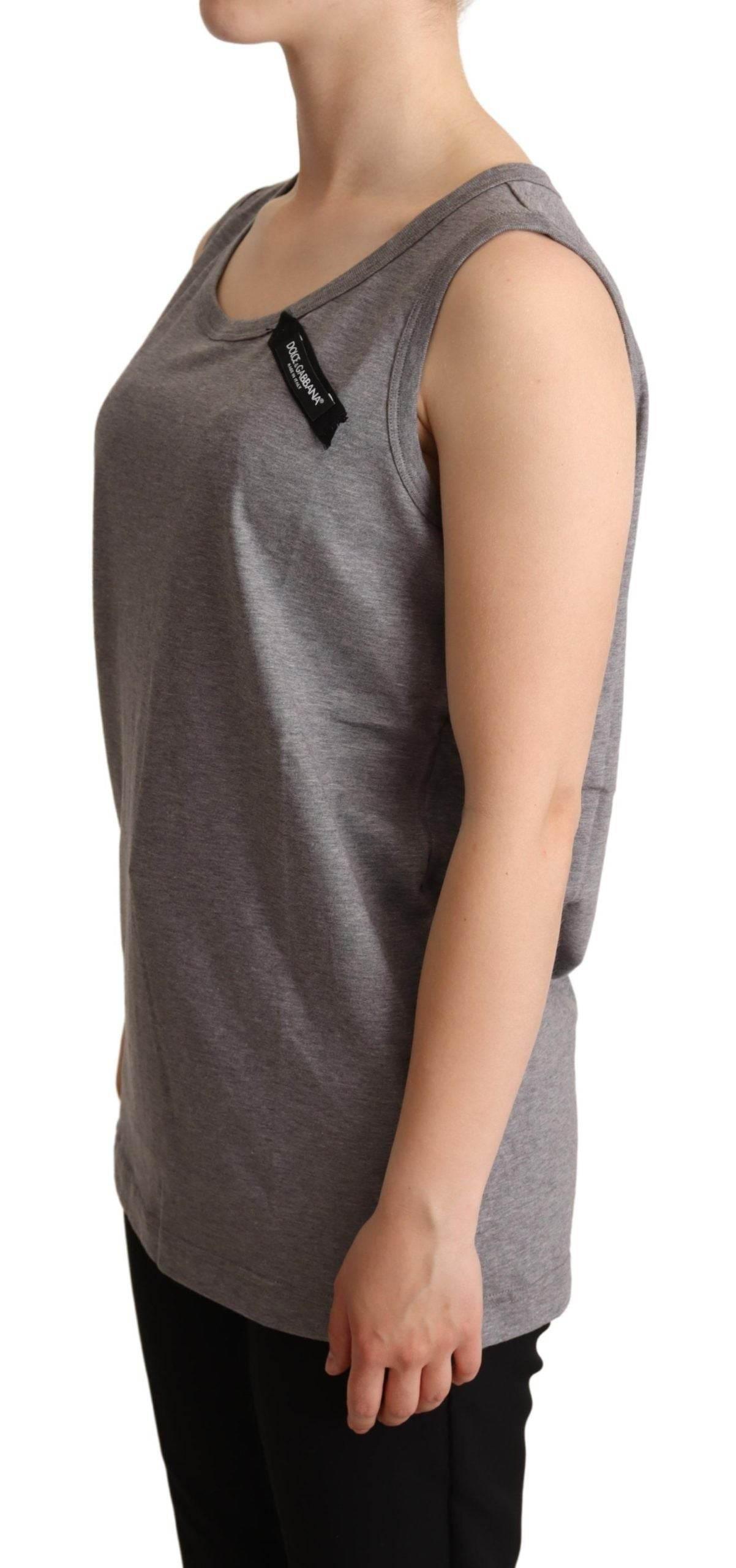 Dolce & Gabbana Gray Sleeveless Round Neck Tank Top T-shirt - Hilstor