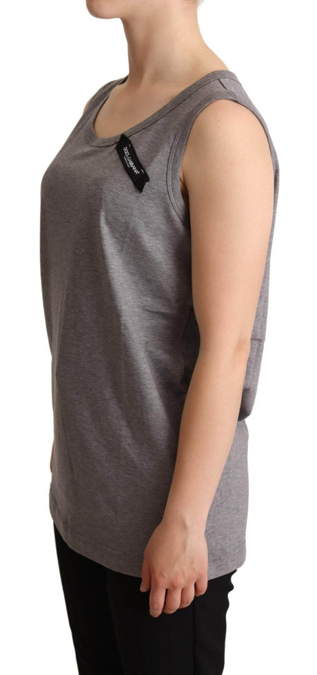 Dolce & Gabbana Gray Sleeveless Round Neck Tank Top T-shirt - Hilstor