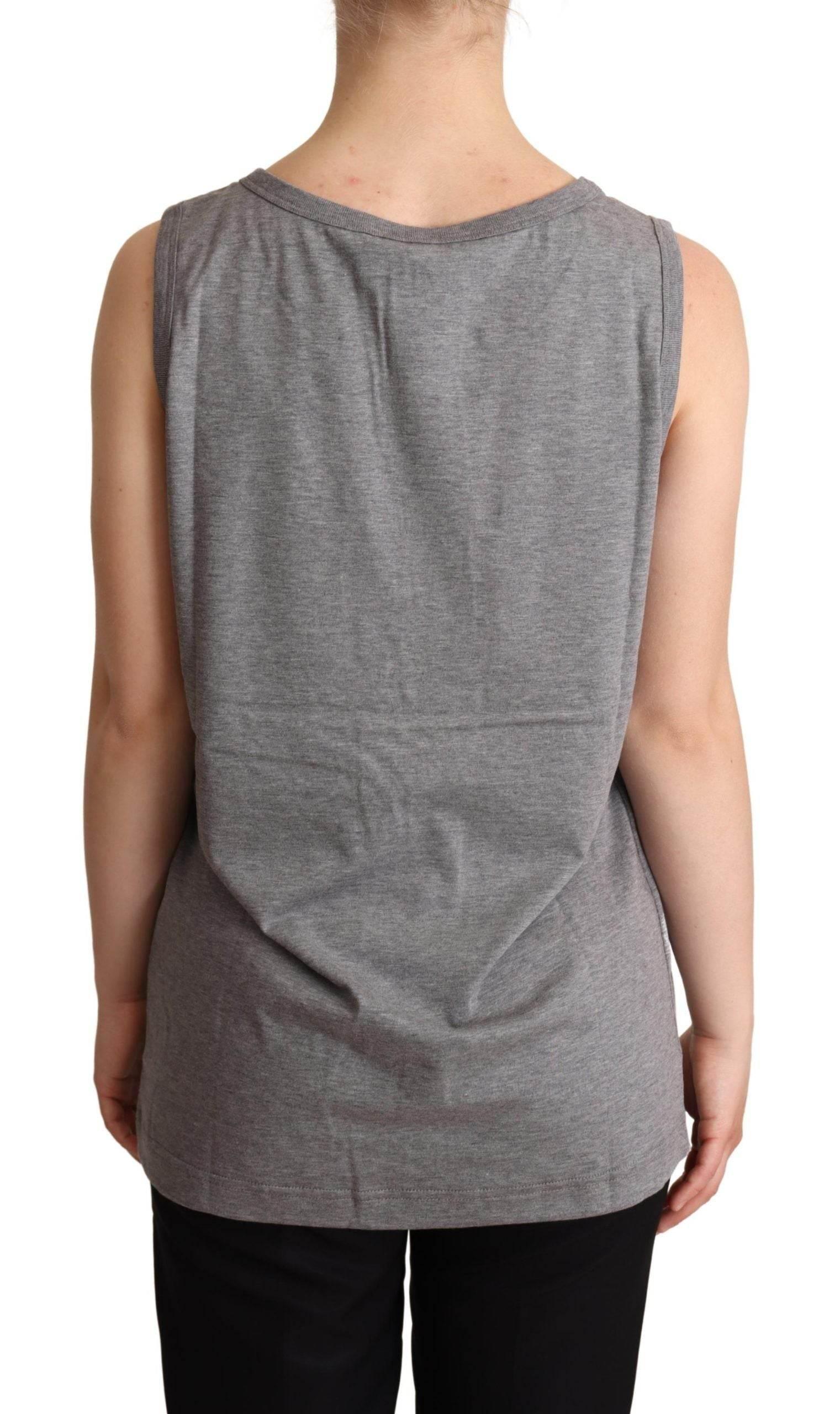 Dolce & Gabbana Gray Sleeveless Round Neck Tank Top T-shirt - Hilstor