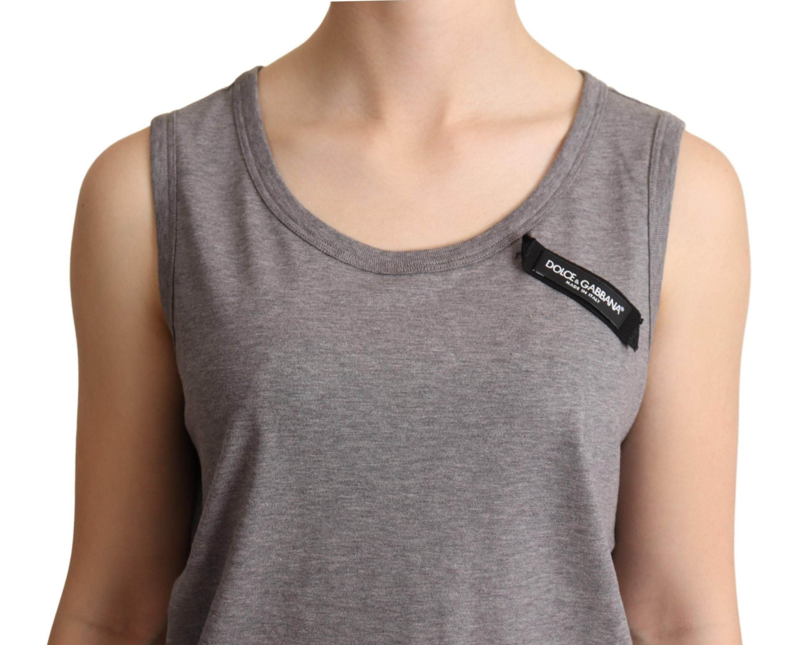 Dolce & Gabbana Gray Sleeveless Round Neck Tank Top T-shirt - Hilstor