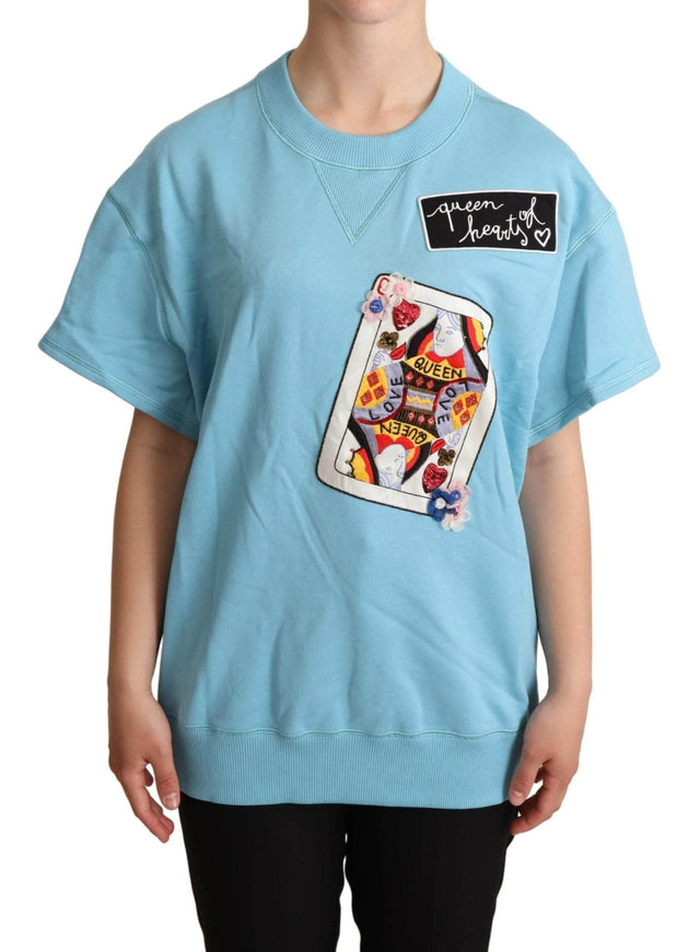 Dolce & Gabbana BLue Queen Of Hearts Card Sweater T-shirt - Hilstor