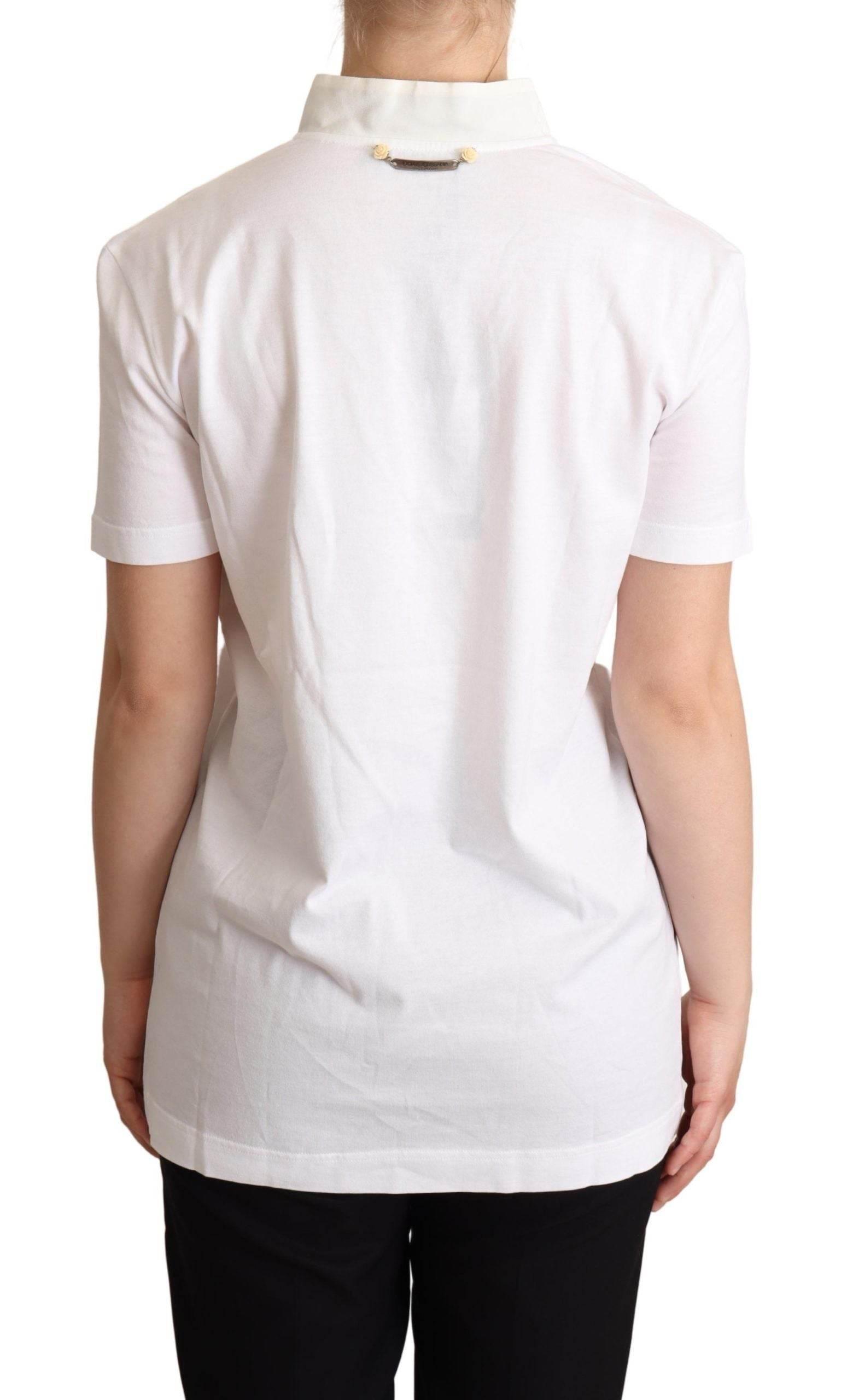 Dolce & Gabbana Chic Love Slogan Silk Cotton Tee - Hilstor