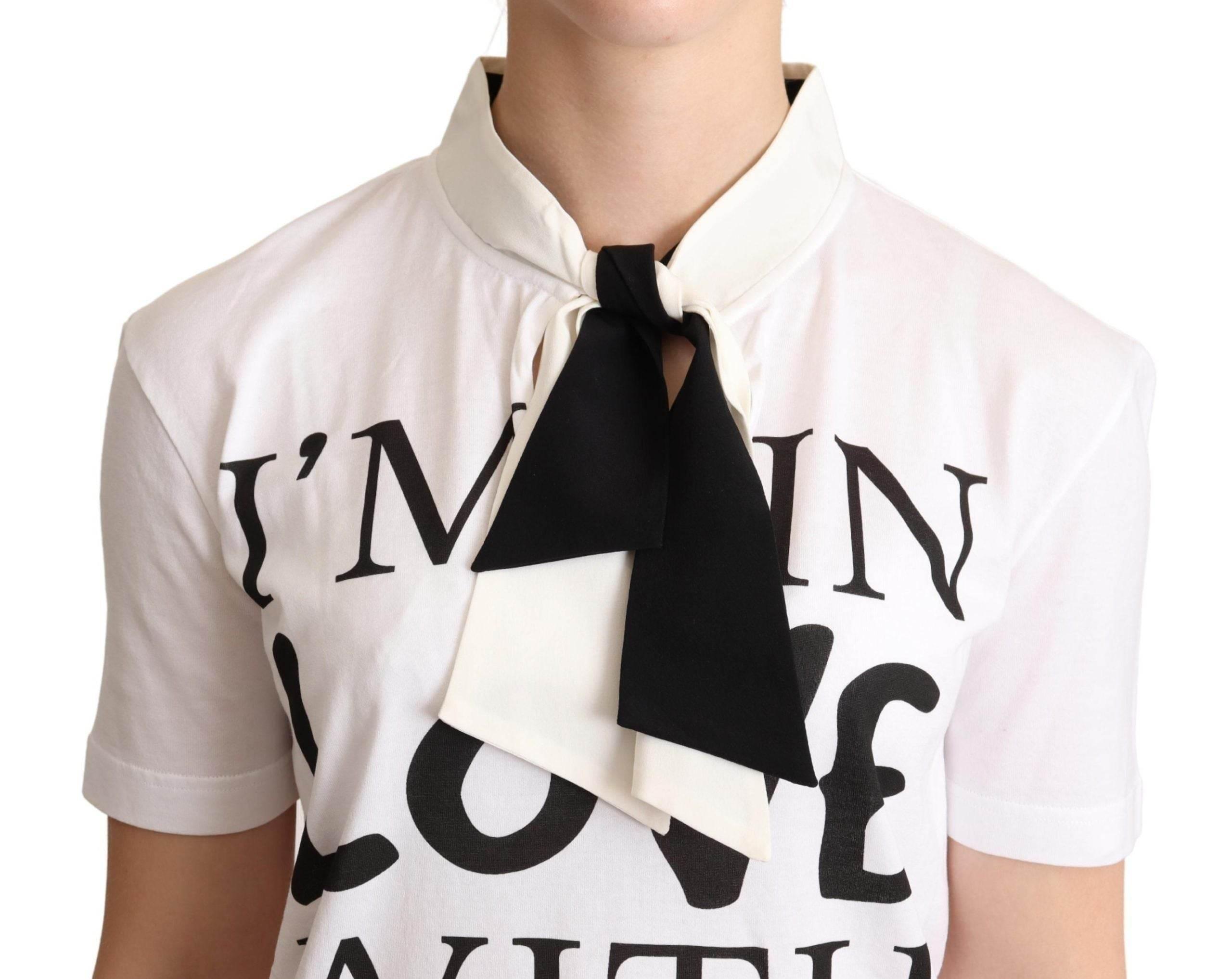Dolce & Gabbana Chic Love Slogan Silk Cotton Tee - Hilstor