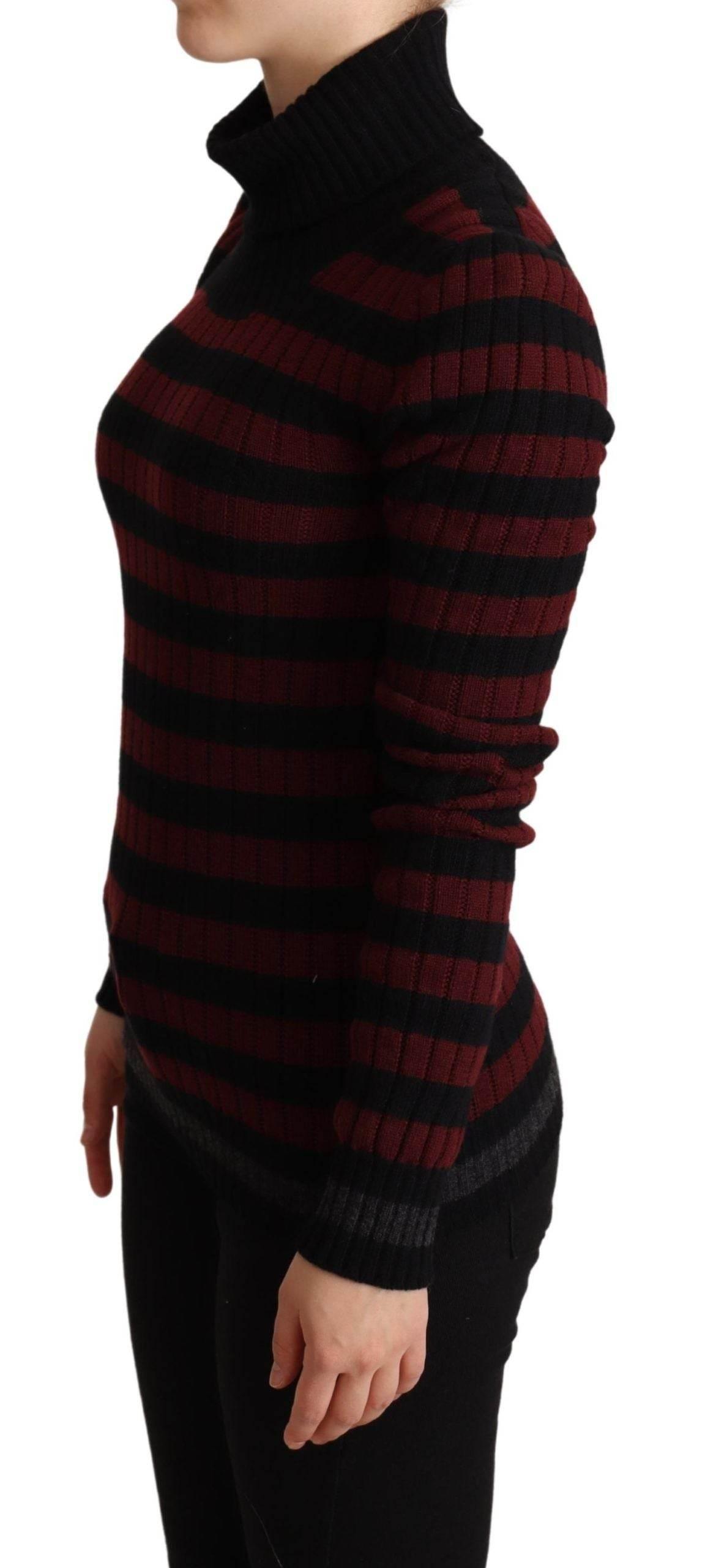 Dolce & Gabbana Black Red Striped Wool Pullover Sweater - Hilstor