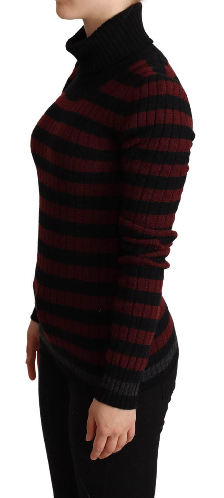 Dolce & Gabbana Black Red Striped Wool Pullover Sweater - Hilstor