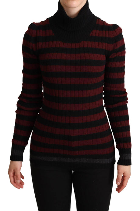 Dolce & Gabbana Black Red Striped Wool Pullover Sweater - Hilstor