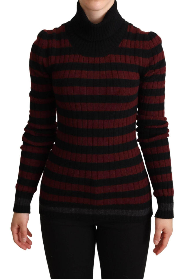 Dolce & Gabbana Black Red Striped Wool Pullover Sweater - Hilstor