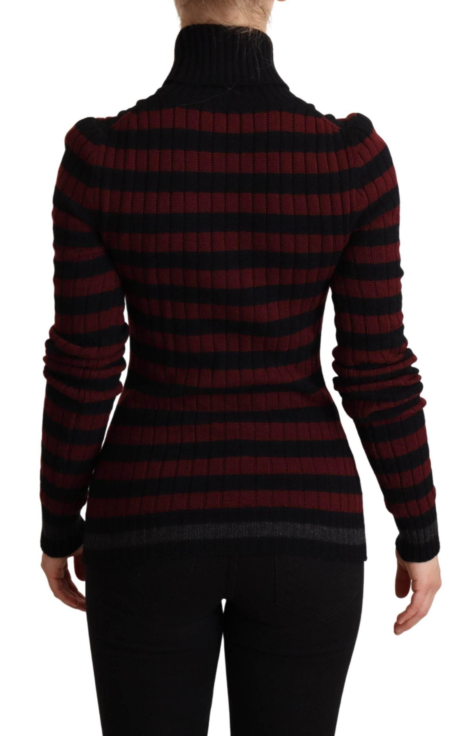 Dolce & Gabbana Black Red Striped Wool Pullover Sweater - Hilstor